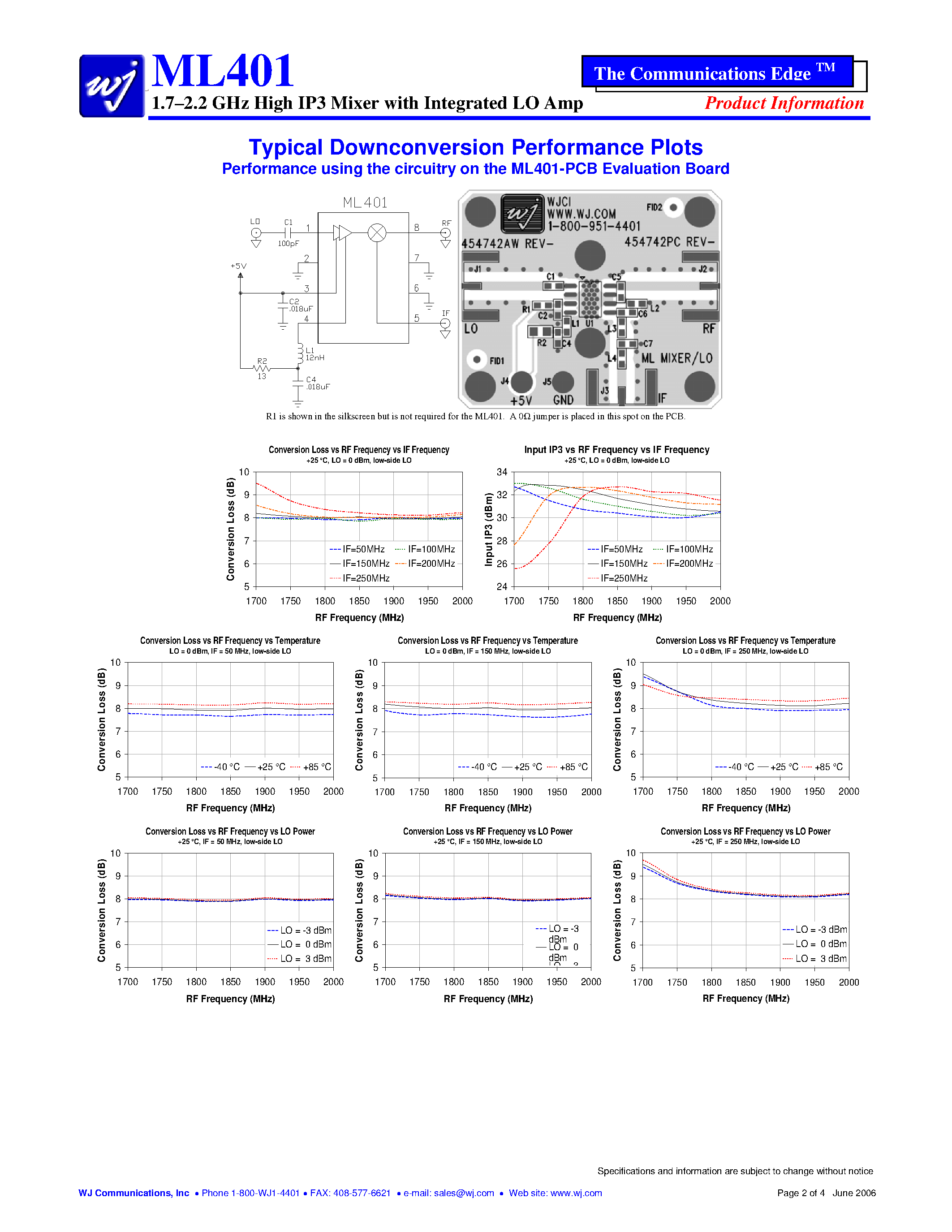 Даташит ML401 - 1.7-2.2 GHz High IP3 Mixer страница 2
