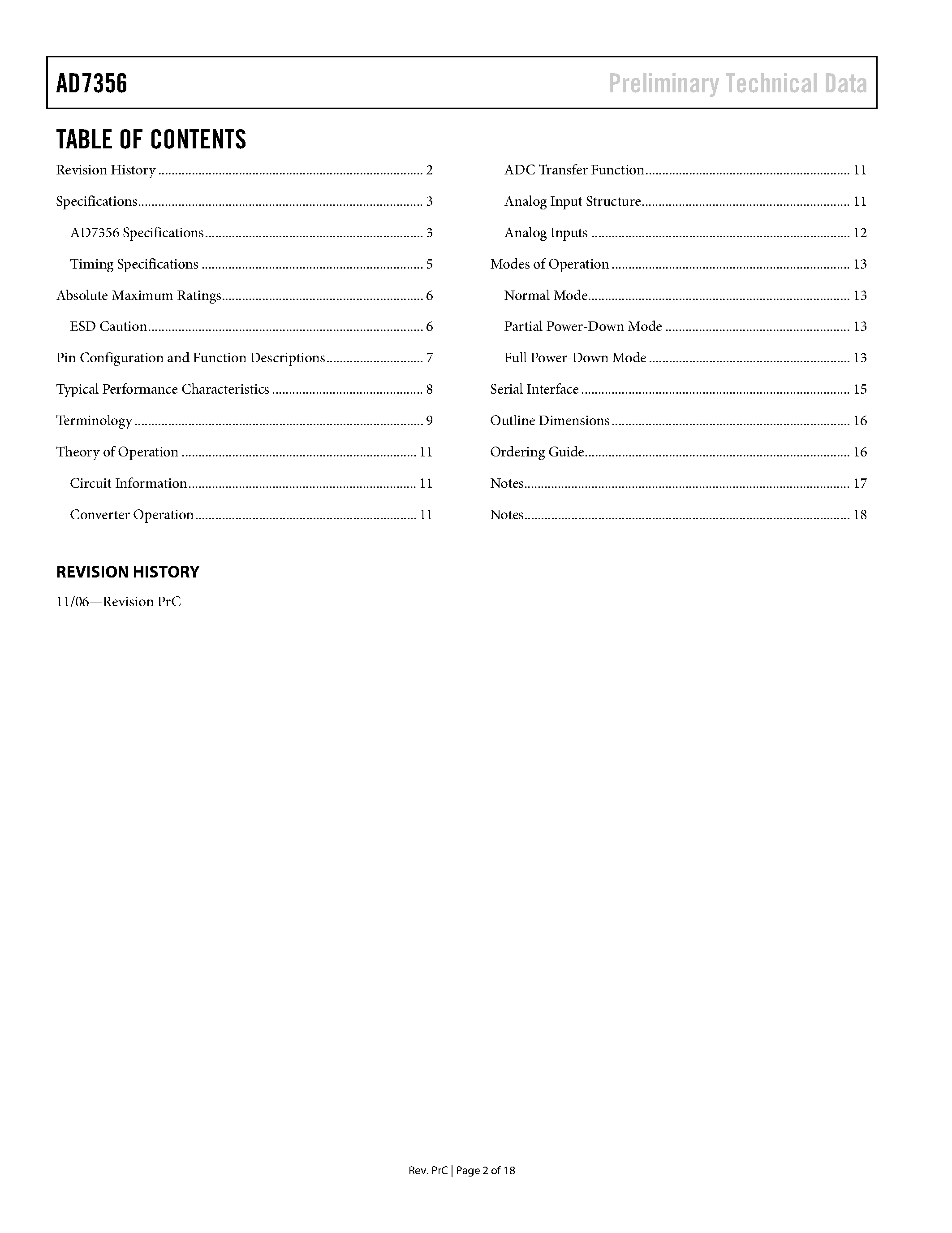 Datasheet AD7356 - SAR ADC page 2