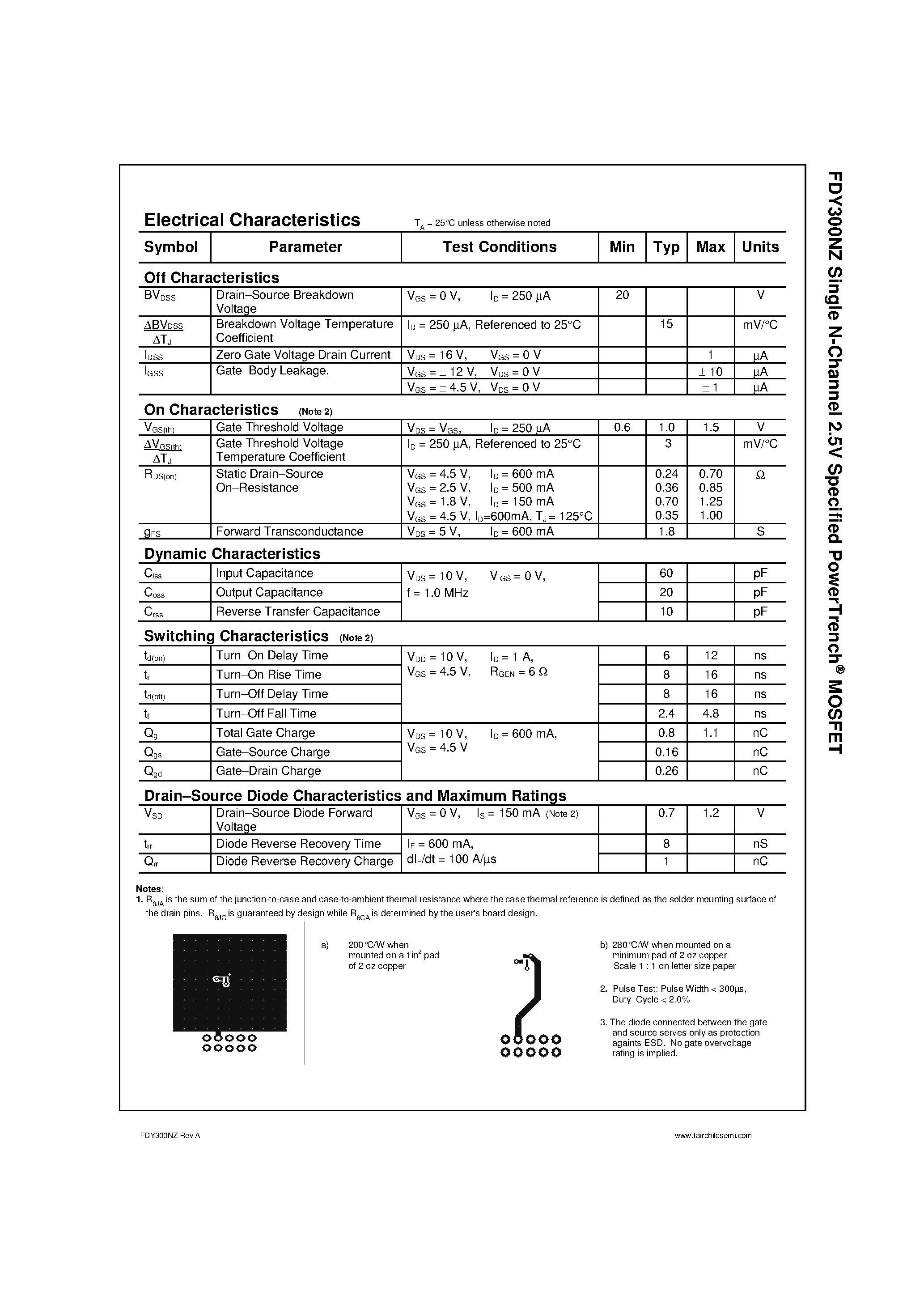 Datasheet FDY300NZ - Single N-Channel Specified PowerTrench MOSFET page 2