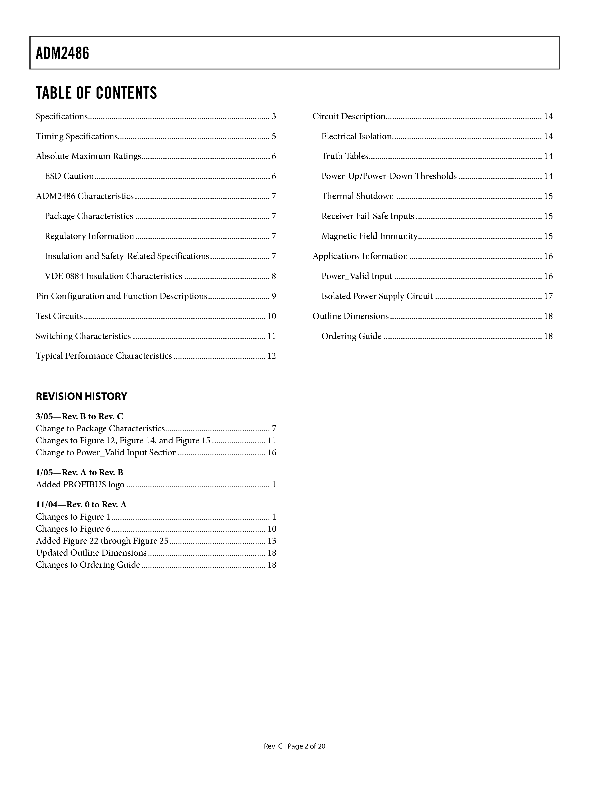 Datasheet ADM2486 - Half-Duplex iCoupler Isolated RS-485 Transceiver page 2