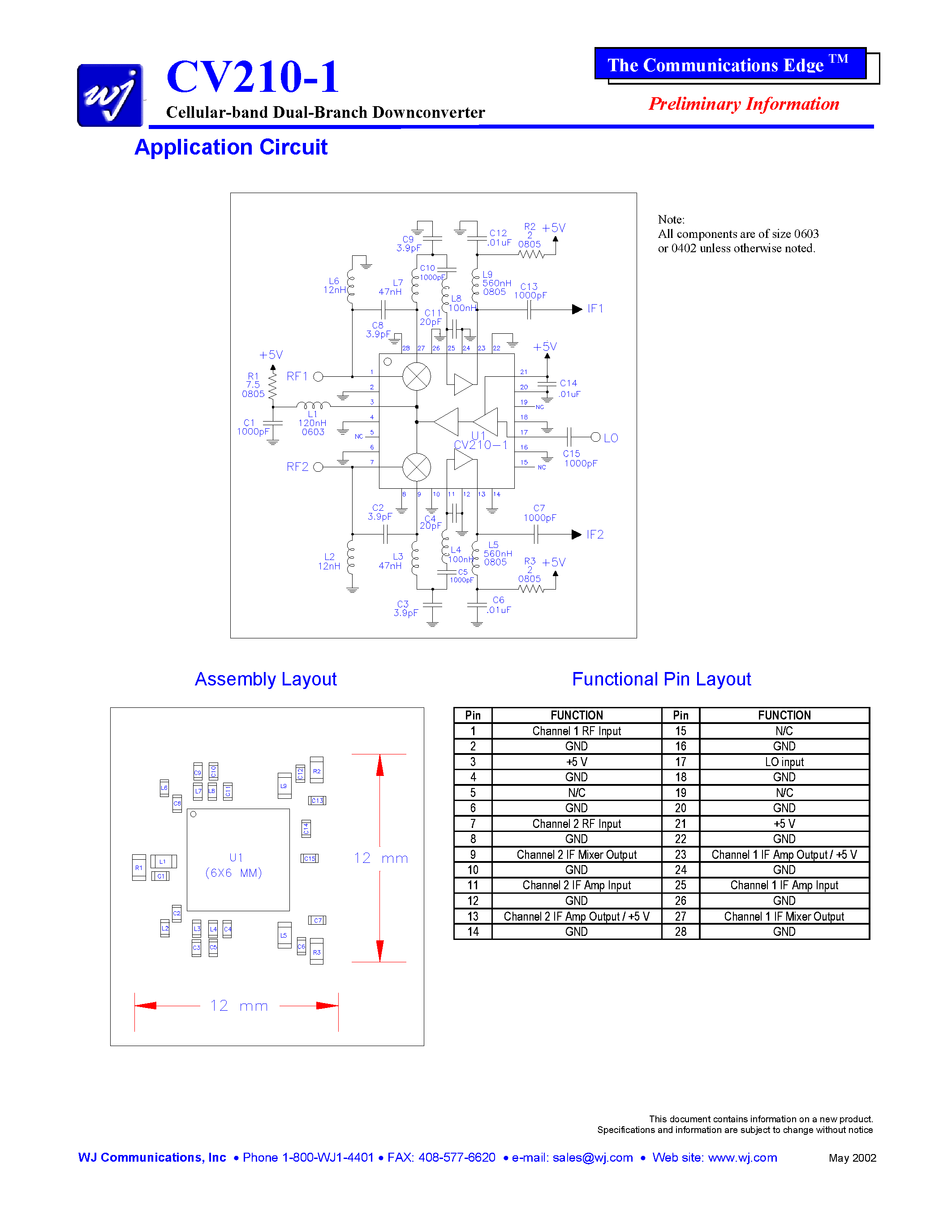 Даташит CV210-1 - Cellular-band Dual-Branch Downconverter страница 2