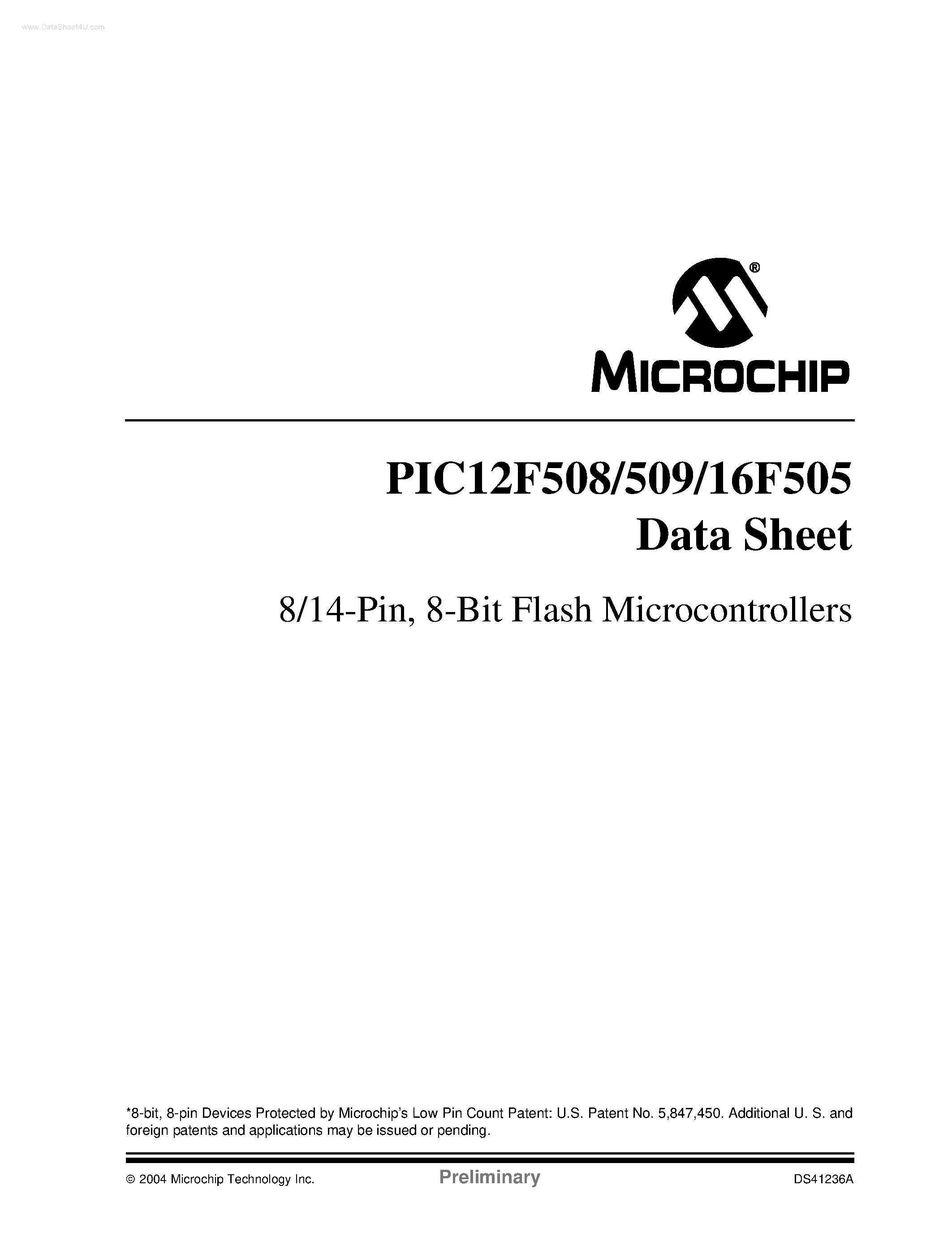 Даташит PIC12F508 - (PIC1xF50x) 8-Bit Flash Microcontrollers страница 1