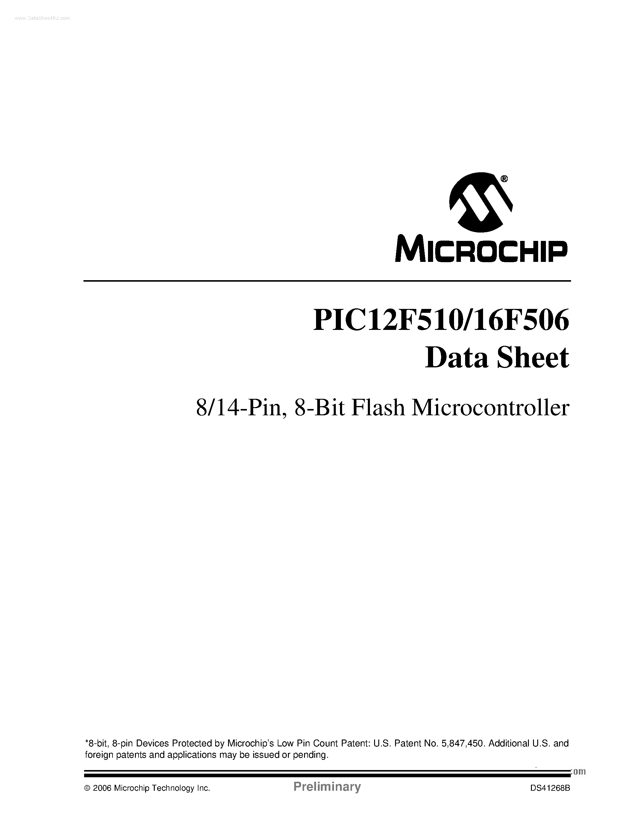 Даташит PIC12F510 - (PIC12F510 / PIC16F506) 8-Bit Flash Microcontroller страница 1