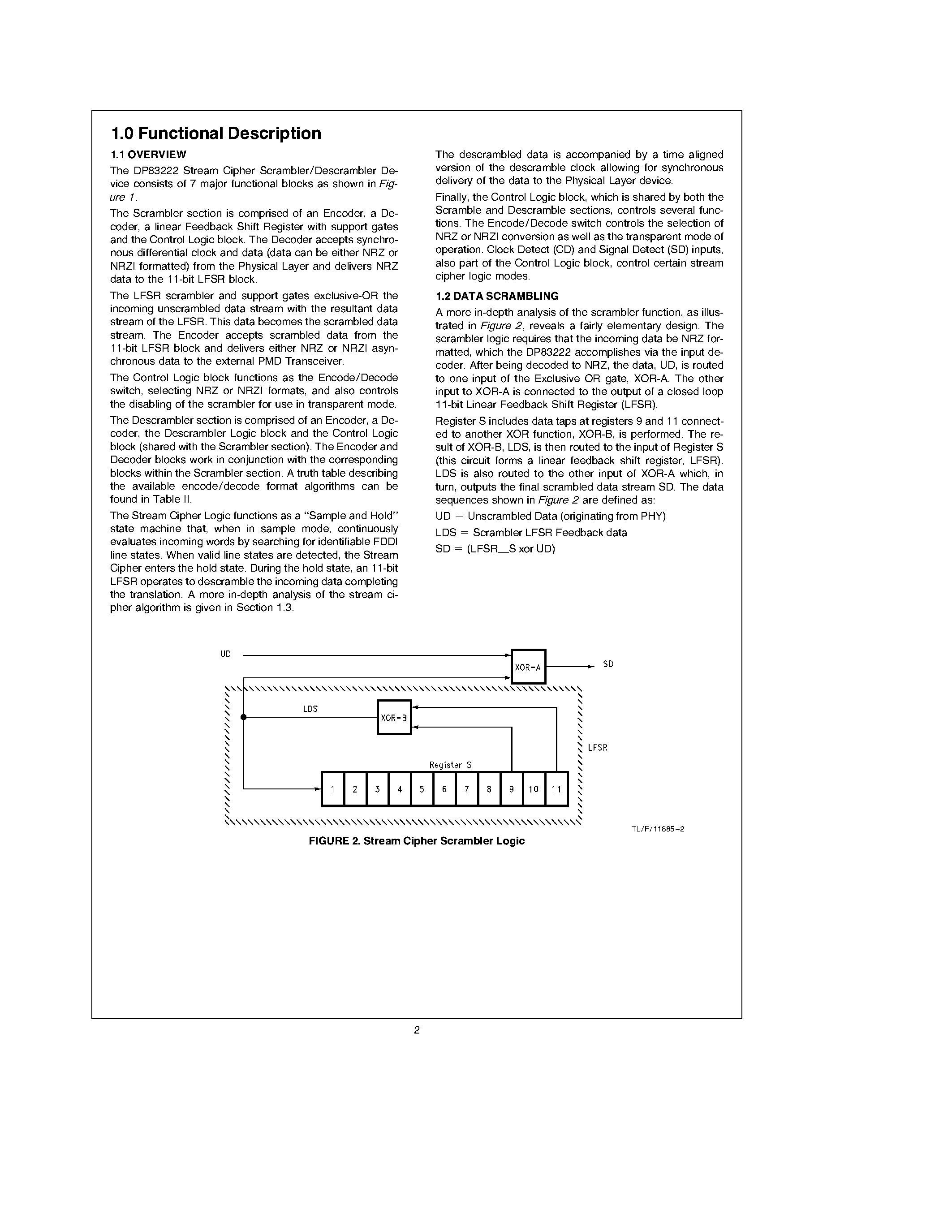 Datasheet DP83222 - CYCLONE Twisted Pair FDDI Stream Cipher Device page 2