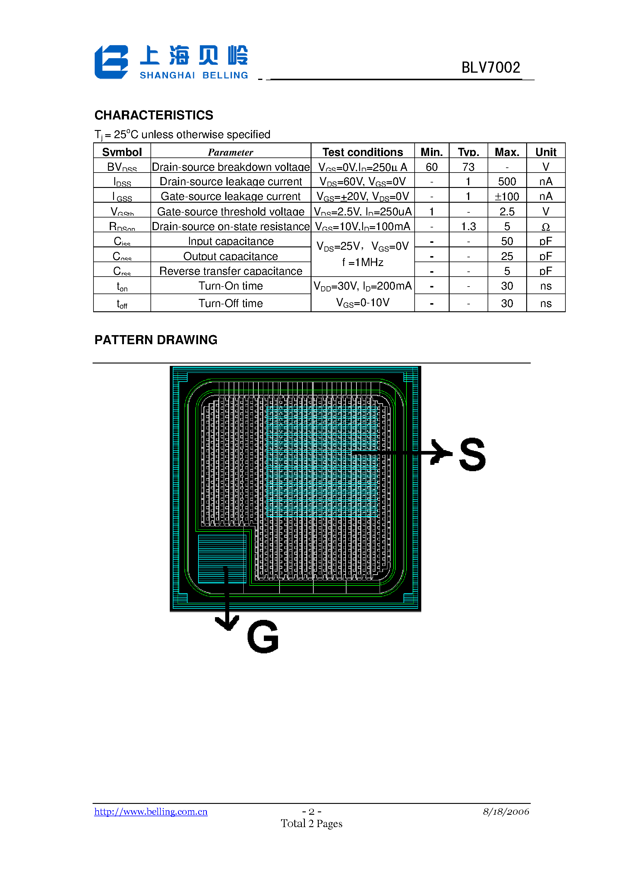 Даташит на микросхему BLV7002 страница 2 Даташит BLV7002 - N-channel Enhancement Mode Vetical D-MOS Transistor страница 2