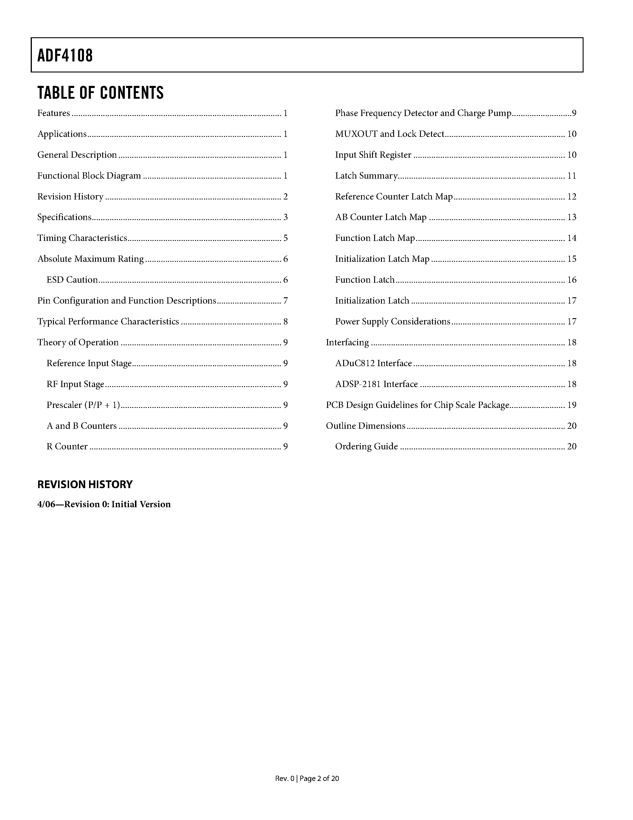 Даташит на микросхему ADF4108 страница 2 Даташит ADF4108 - PLL Frequency Synthesizer страница 2