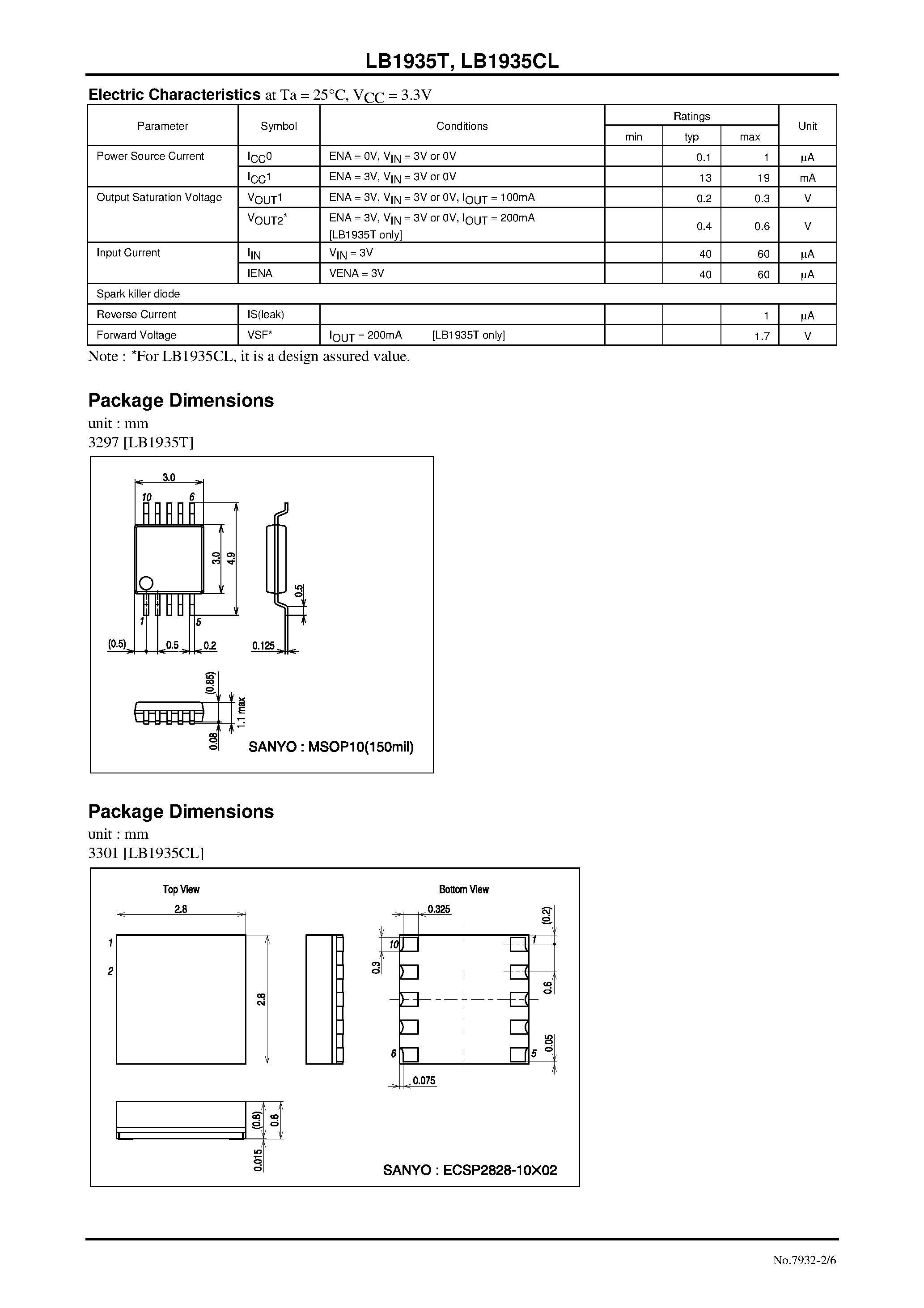 Даташит LB1935CL - Monolithic Digital IC Stepping Motor Driver IC страница 2