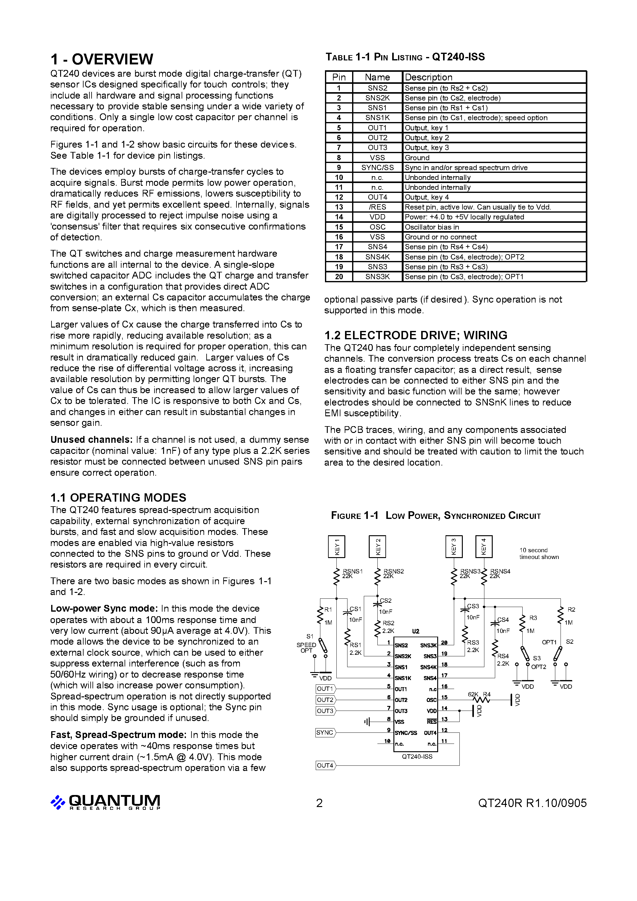 Даташит QT240 - 4 KEY QTOUCH SENSOR IC страница 2