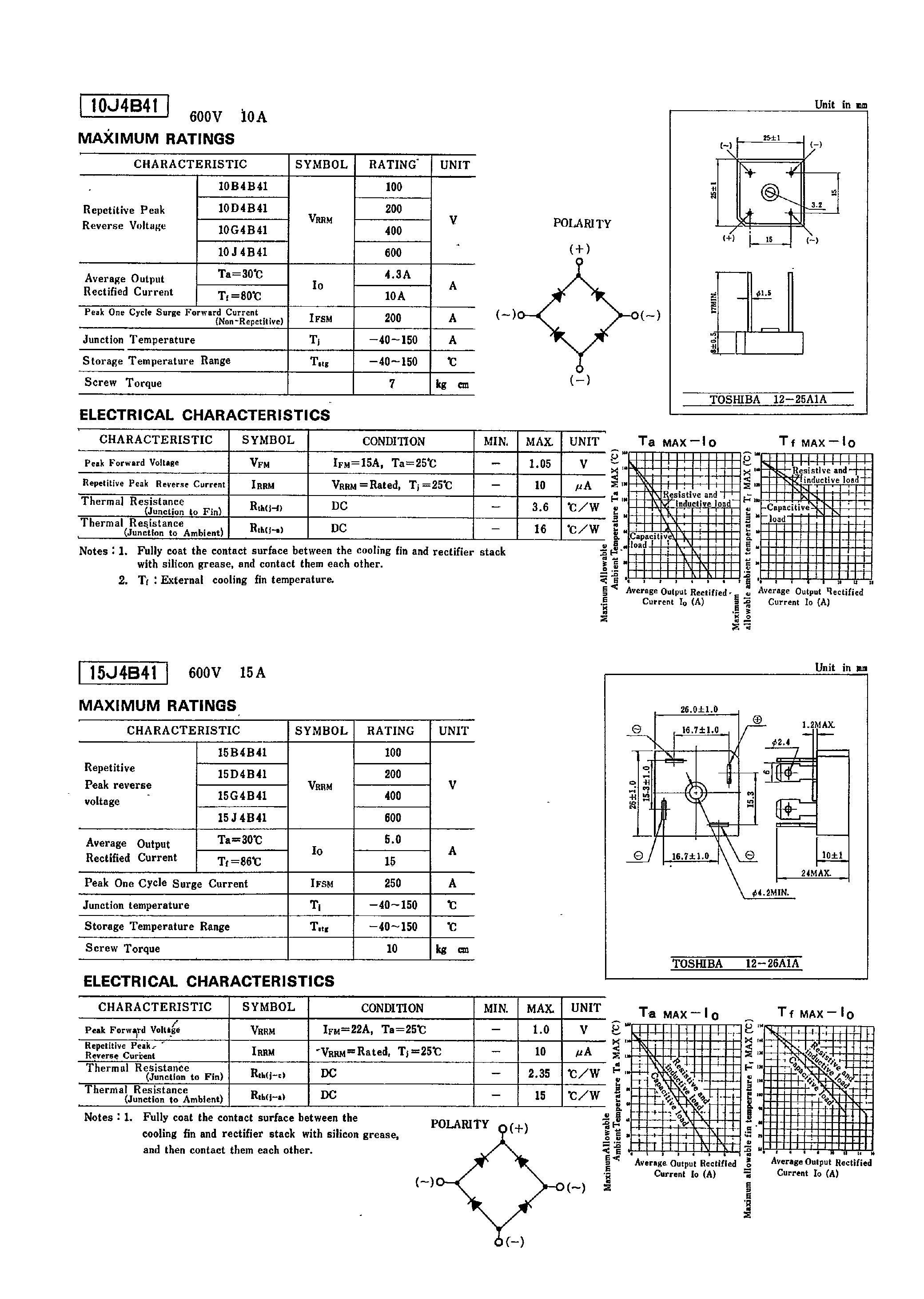 Datasheet 15G4B41 - RECTIFIER STACK page 1