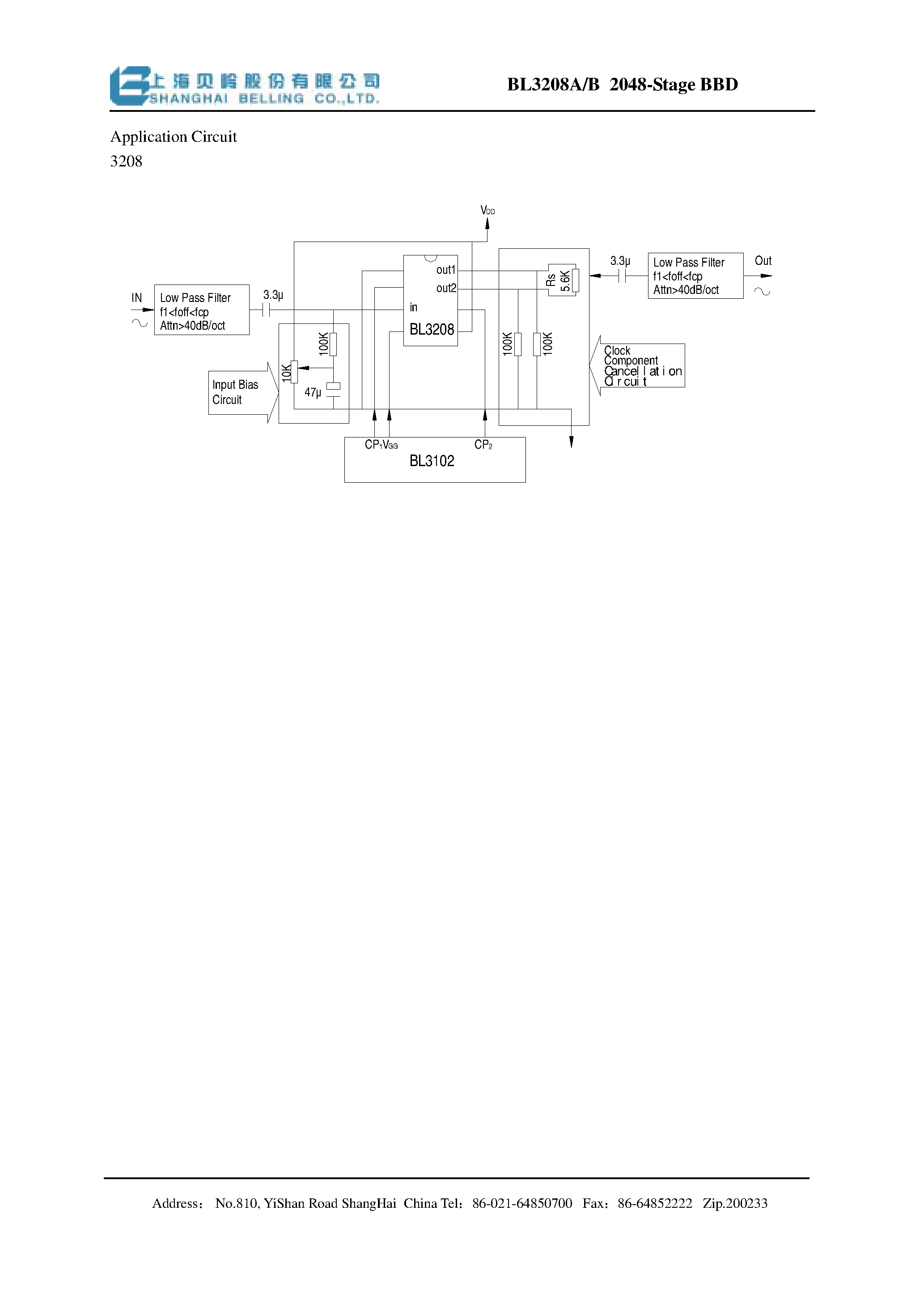 Datasheet BL3208A - 024-stage low voltage operation and low noise BBD variable delay line page 2