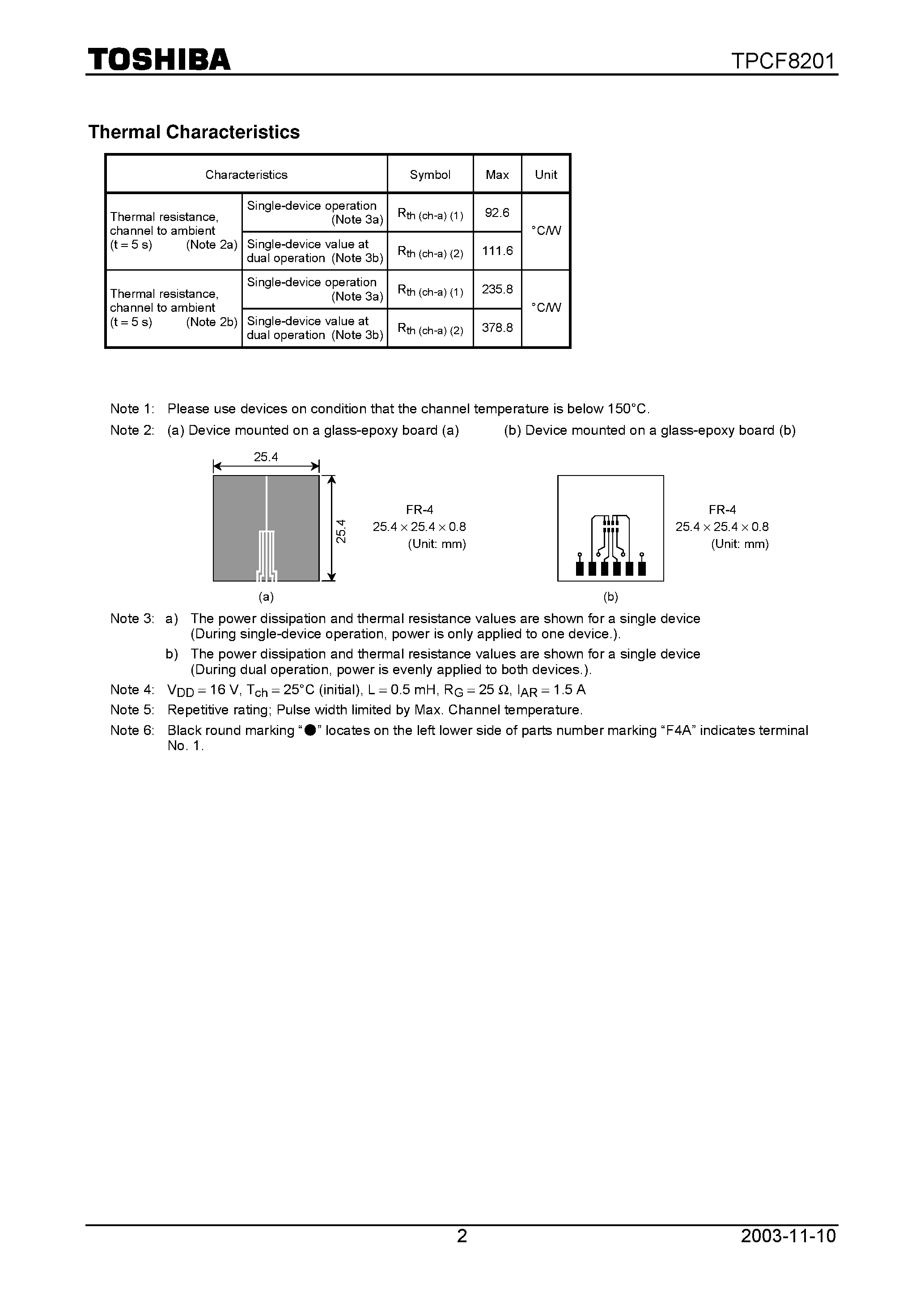 Datasheet TPCF8201 page 2 Datasheet TPCF8201 - Field Effect Transistor Silicon N-Channel MOS Type page 2