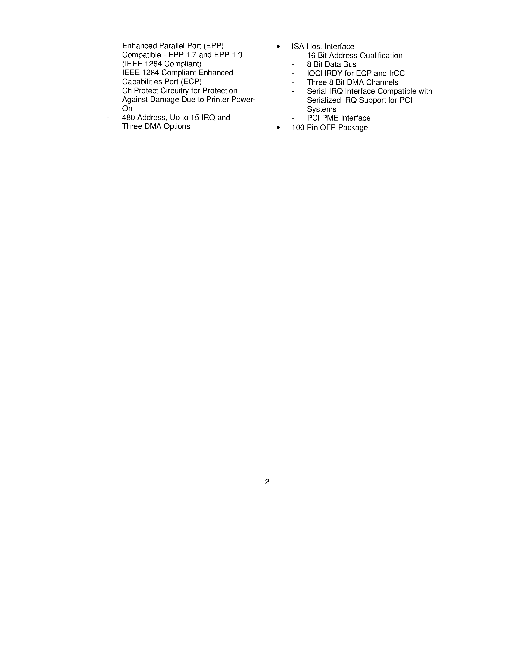 Datasheet FDC37M70X page 2 Datasheet FDC37M70X - Enhanced Super I/O Controller page 2