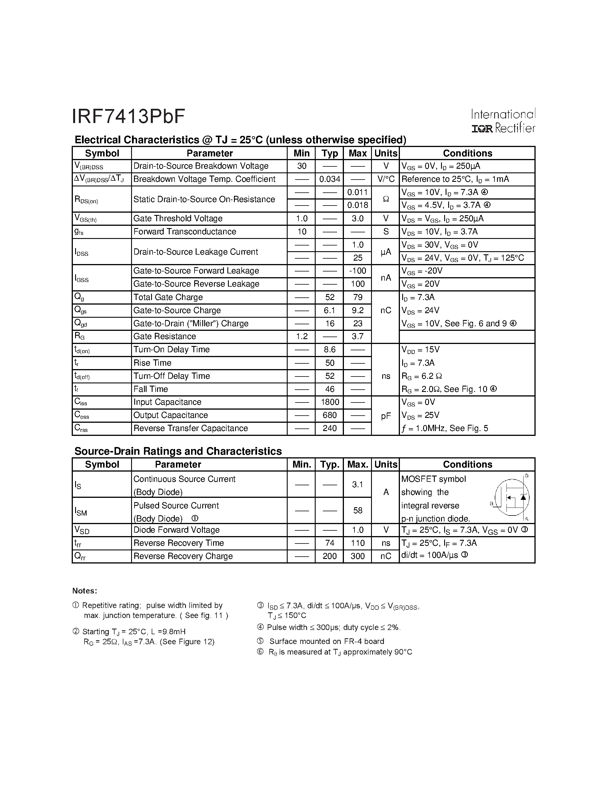 Datasheet IRF7413PBF page 2 Datasheet IRF7413PBF - HEXFET Power MOSFET page 2