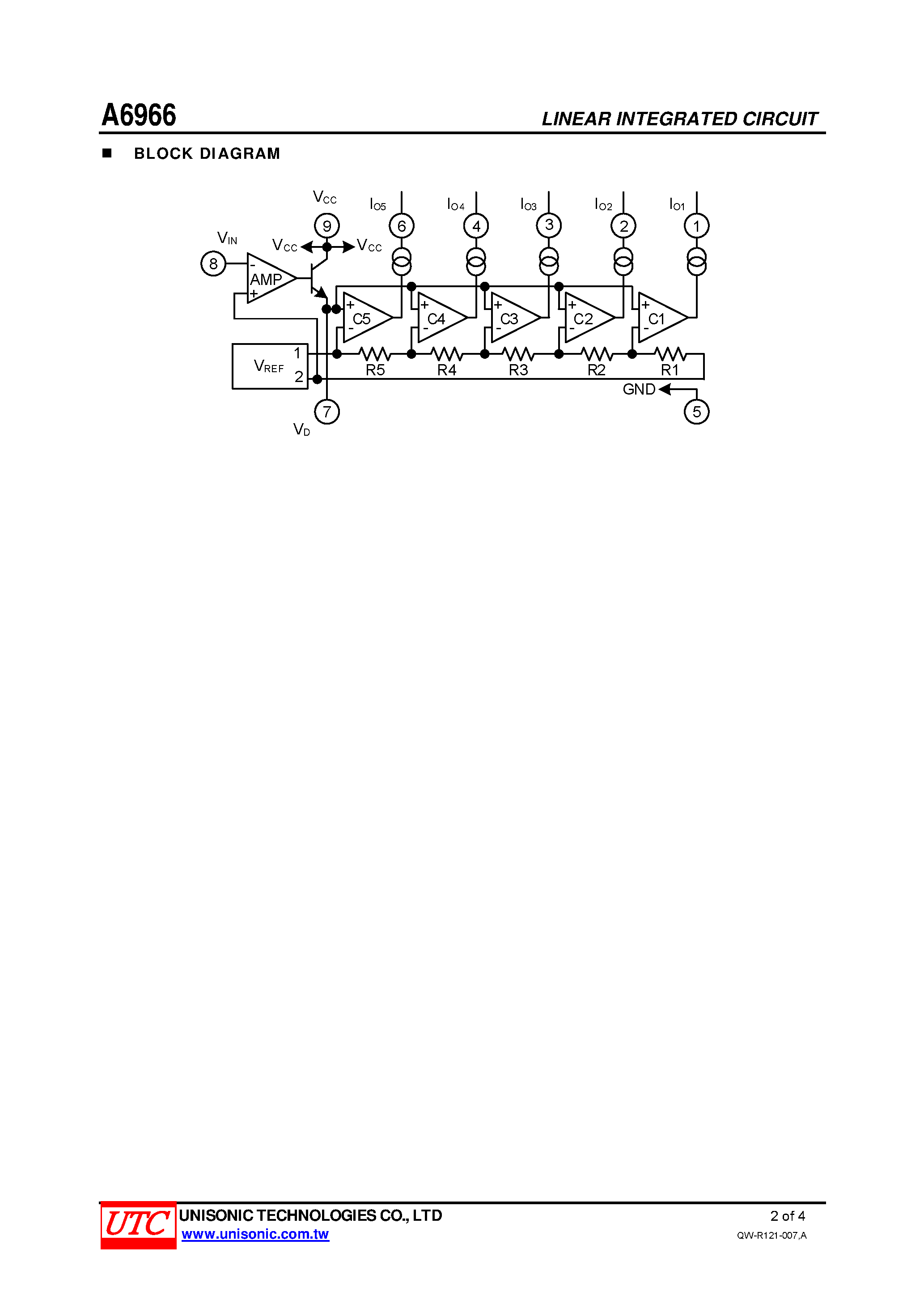 Datasheet A6966 - 5 DOT LED LEVEL METER page 2