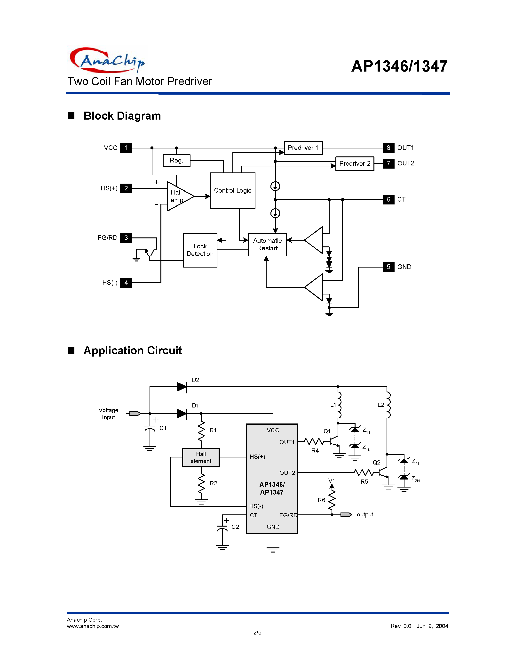 Datasheet AP1346 - (AP1346 / AP1347) Two Coil Fan Motor Predriver page 2