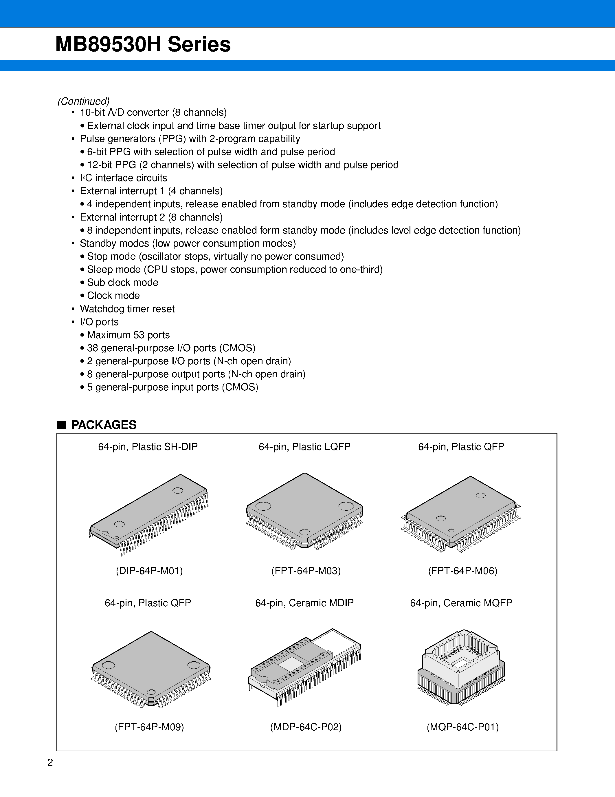 Datasheet MB89530H - (MB89530H Series) 8-bit Original Microcontroller CMOS page 2