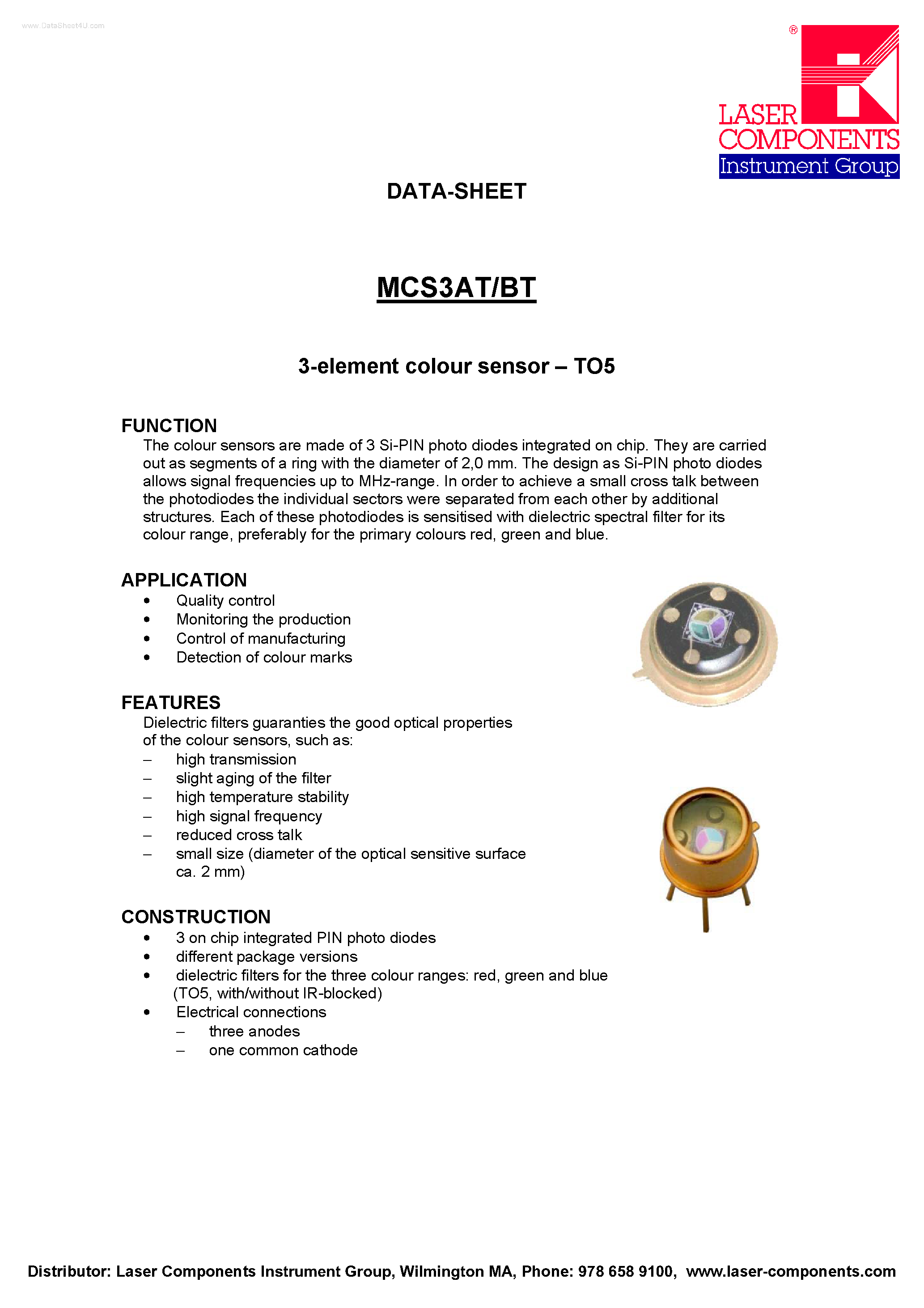 Datasheet MCS3AT - 3-element colour sensor page 1