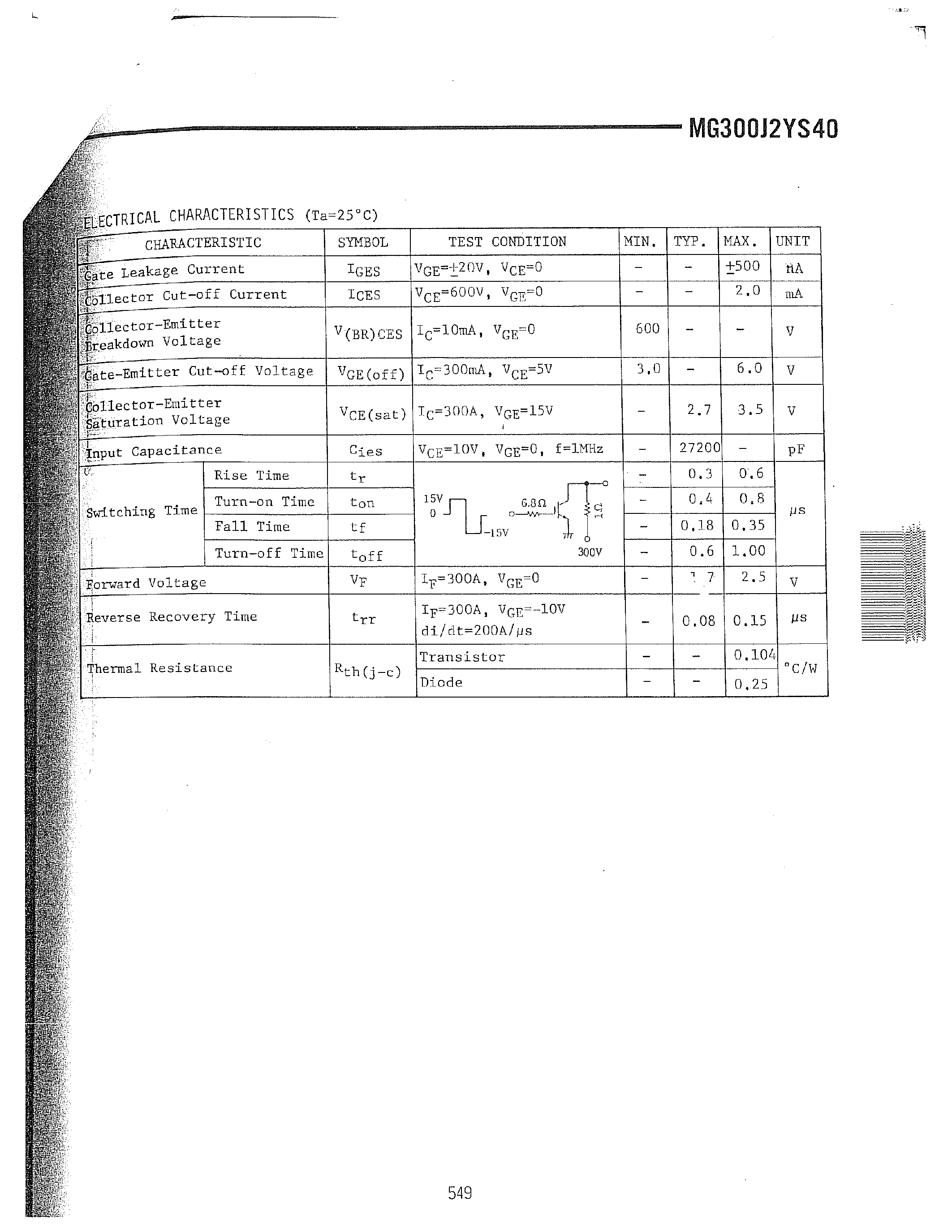 Datasheet MG300J2YS40 - SILICON N CHANNEL 1GBT page 2