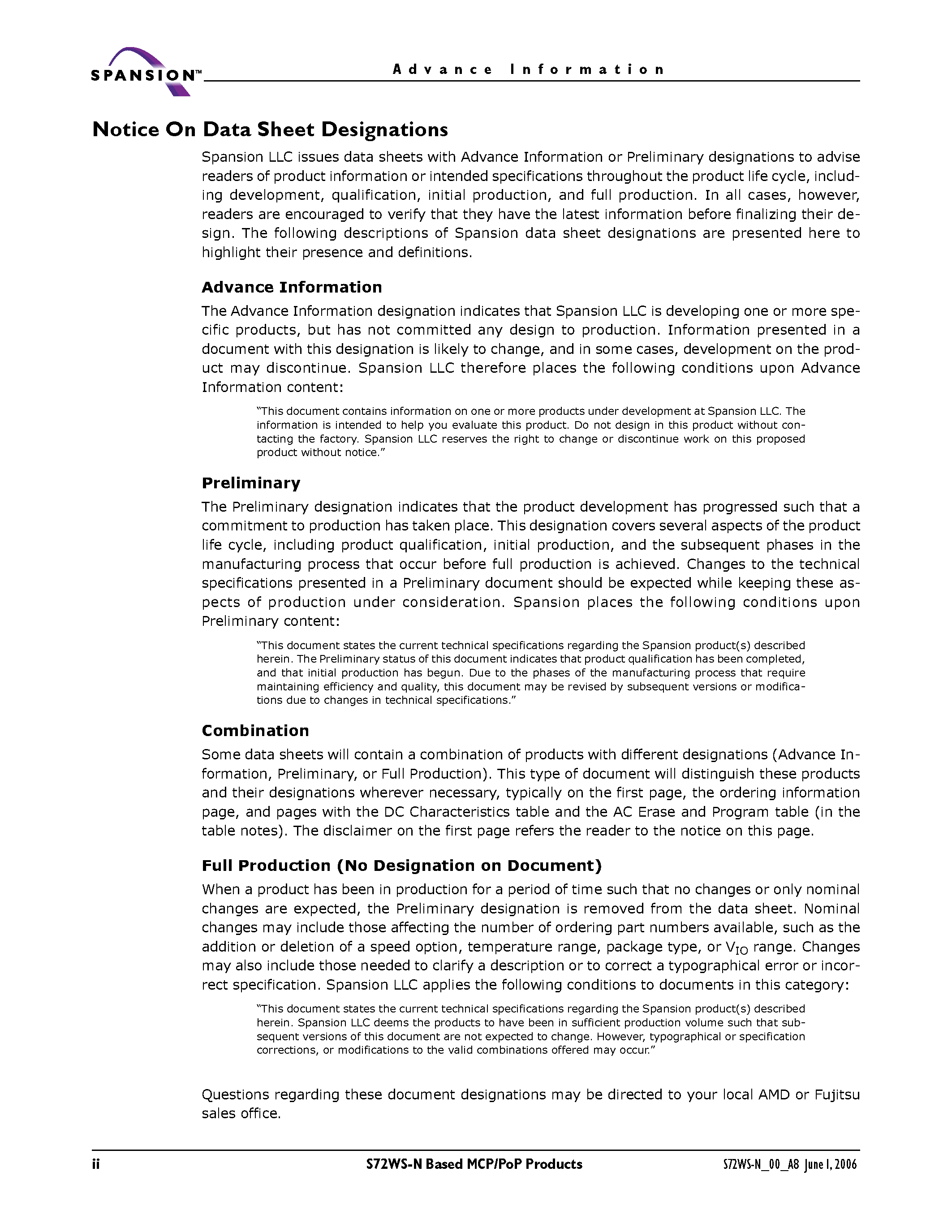 Datasheet S72WS-N - Based MCP/PoP Products page 2