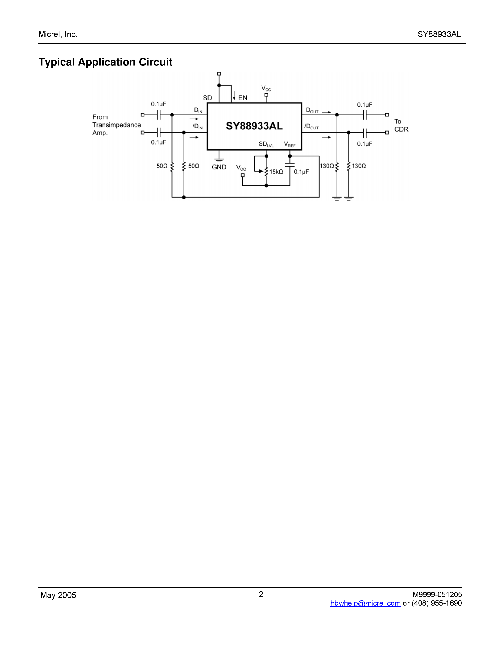 Даташит SY88933AL - PECL High-Sensitivity Limiting Post Amplifier w/TTL Signal Detect страница 2