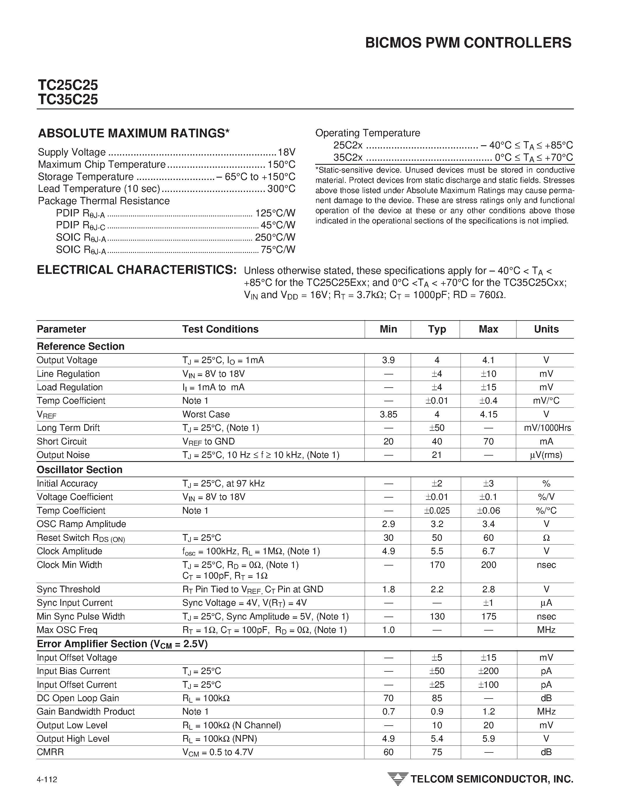 Datasheet TC35C25 page 2 Datasheet TC35C25 - BICMOS PWM CONTROLLERS page 2