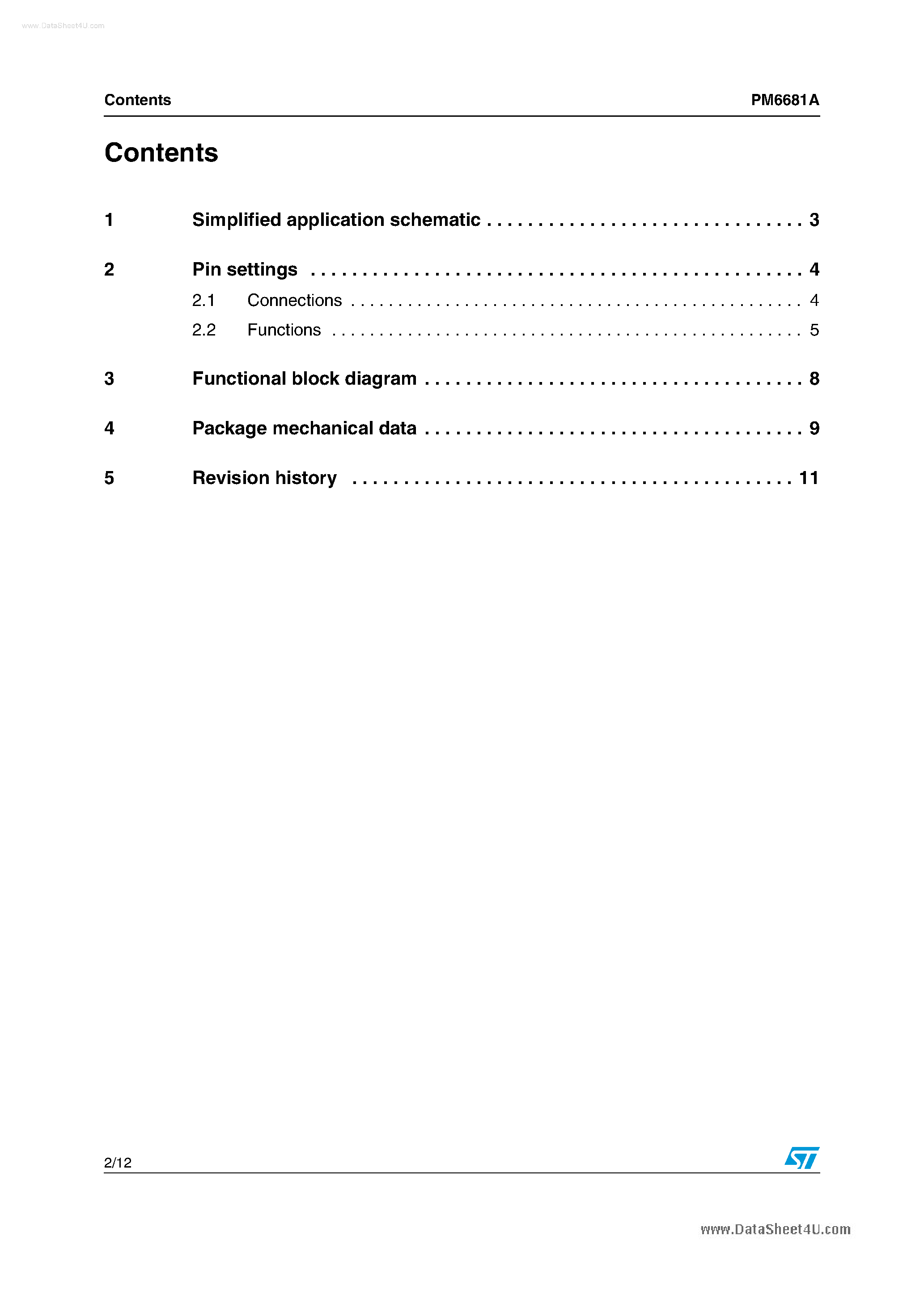 Datasheet PM6681A page 2 Datasheet PM6681A - DUAL STEP-DOWN CONTROLLER page 2