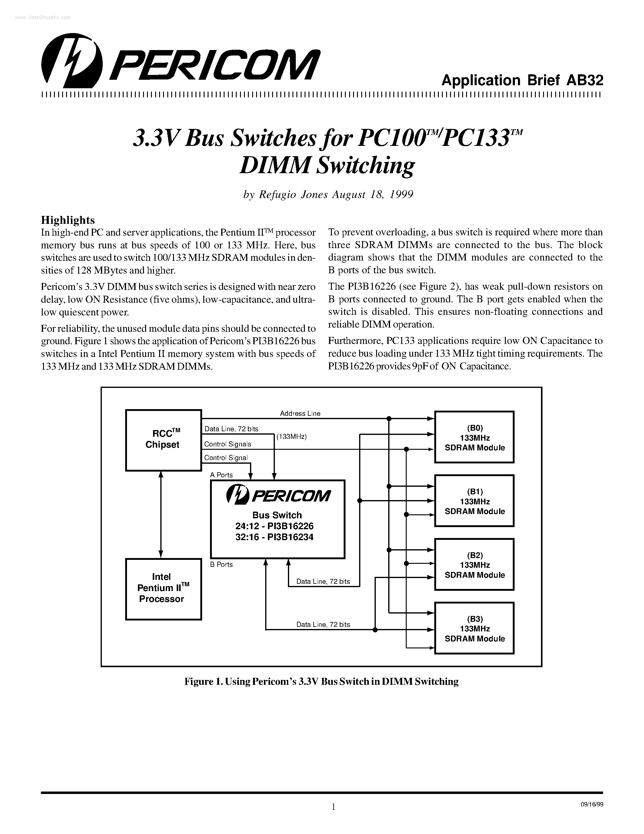 Datasheet AB32 - 3.3V Bus Switches page 1