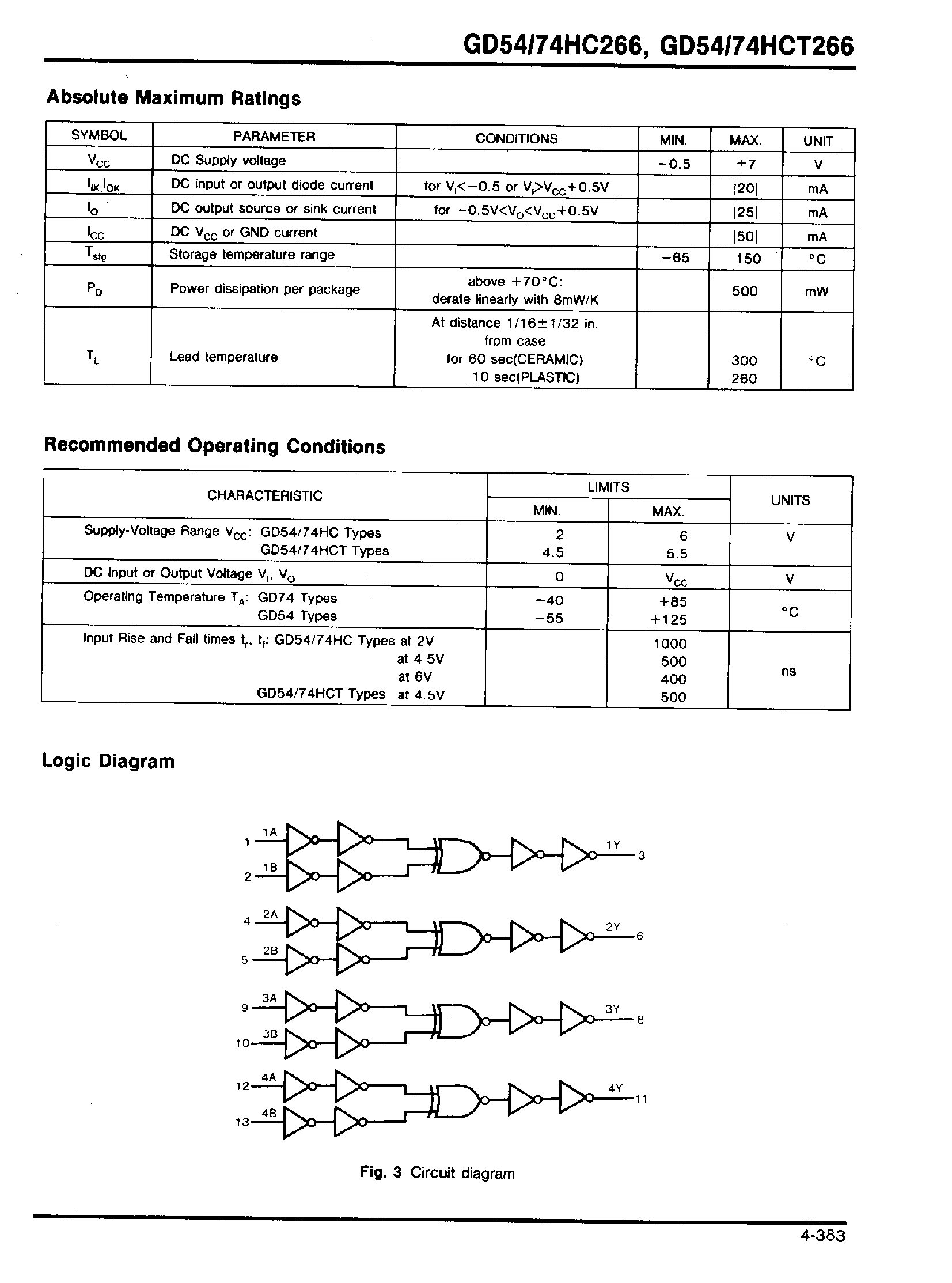 Даташит на микросхему GD54HC266 страница 2 Даташит GD54HC266 - QUAD 2-INPUT EXCLUSIVE NOR GATES страница 2