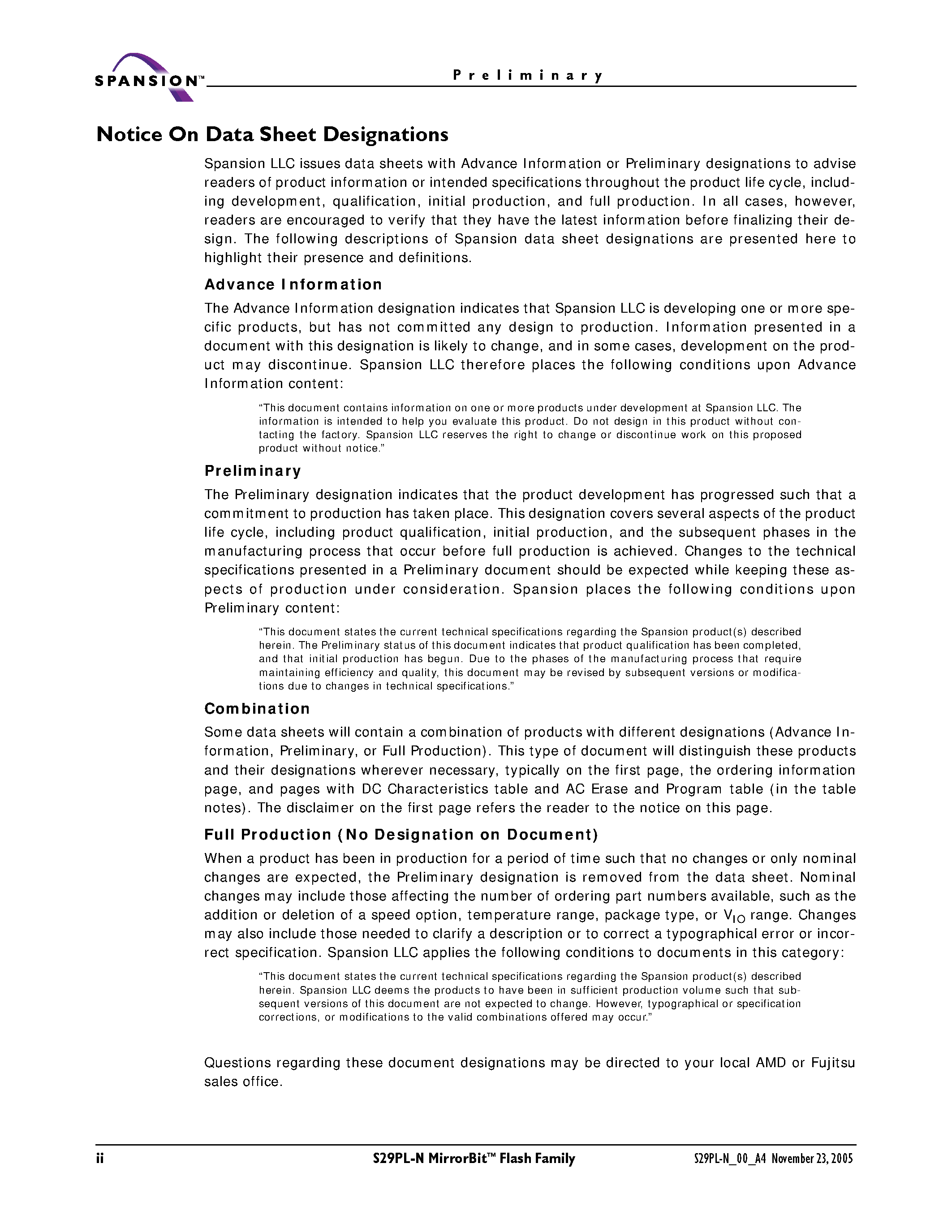 Даташит S29PL-N - Page-Mode Flash Memory страница 2