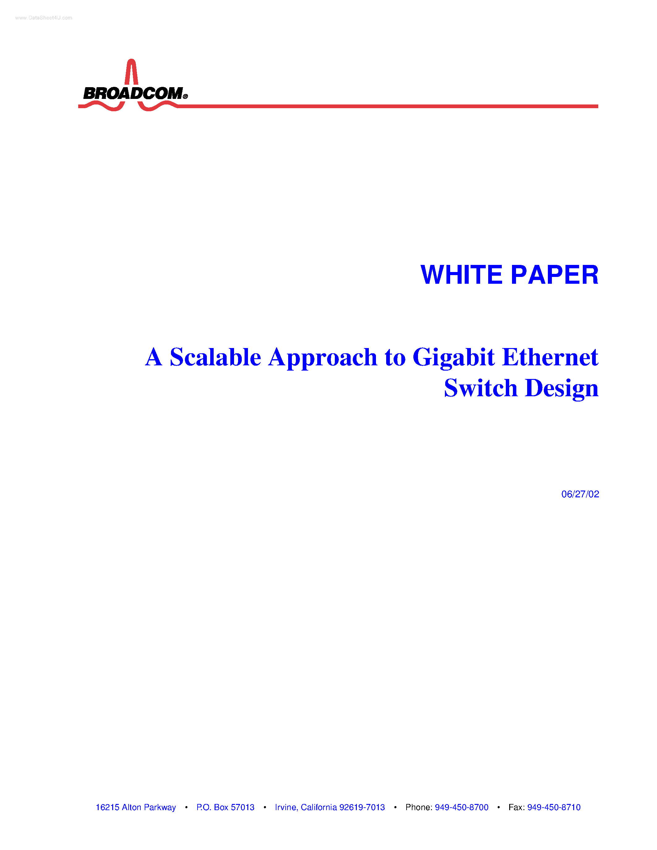 Datasheet BCM5670 - (BCM567x / BCM569x) A Scalable Approach to Gigabit Ethernet Switch Design page 1