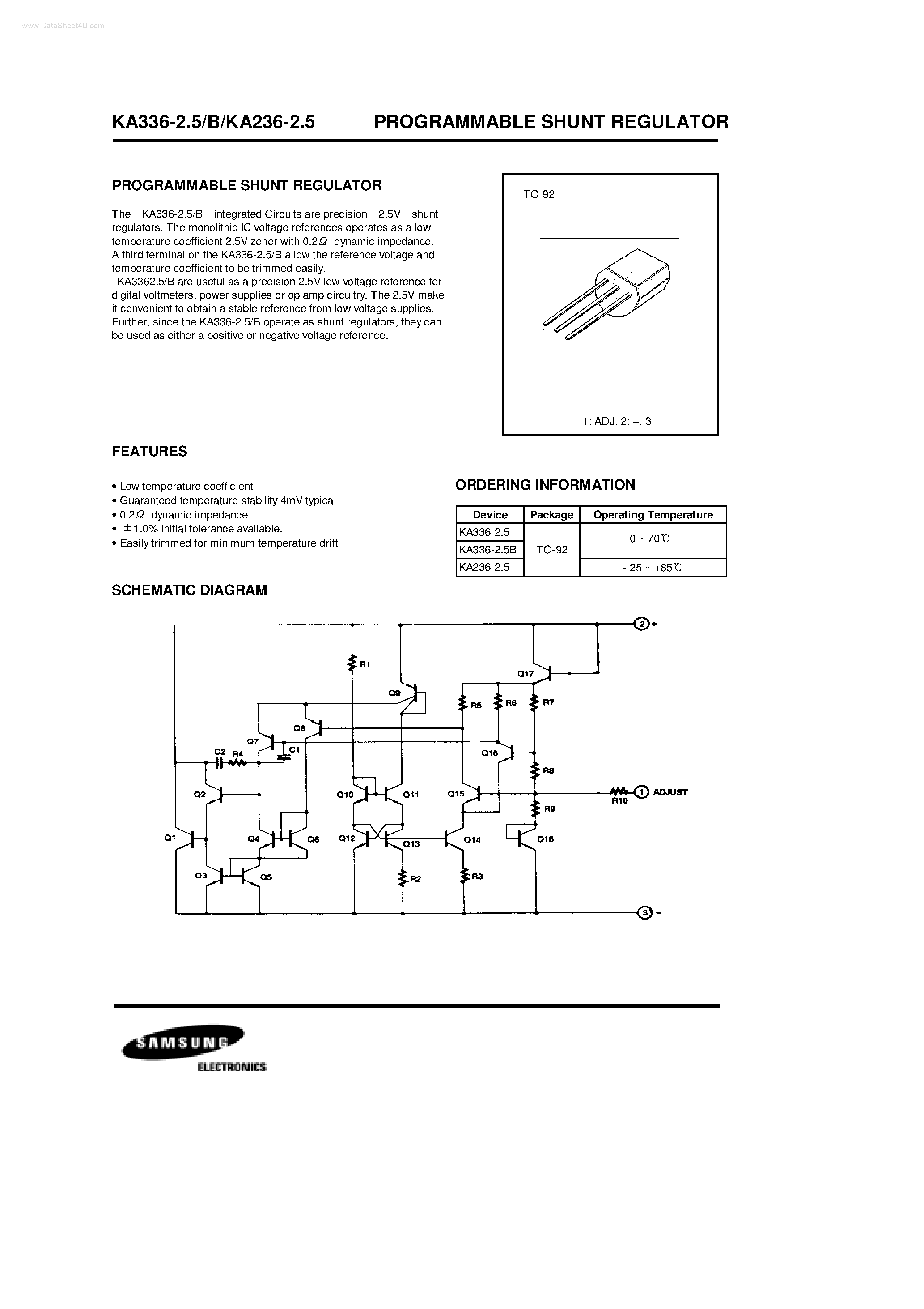 Datasheet KA236-2.5 - PROGRAMMABLE SHUNT REGULATOR page 1