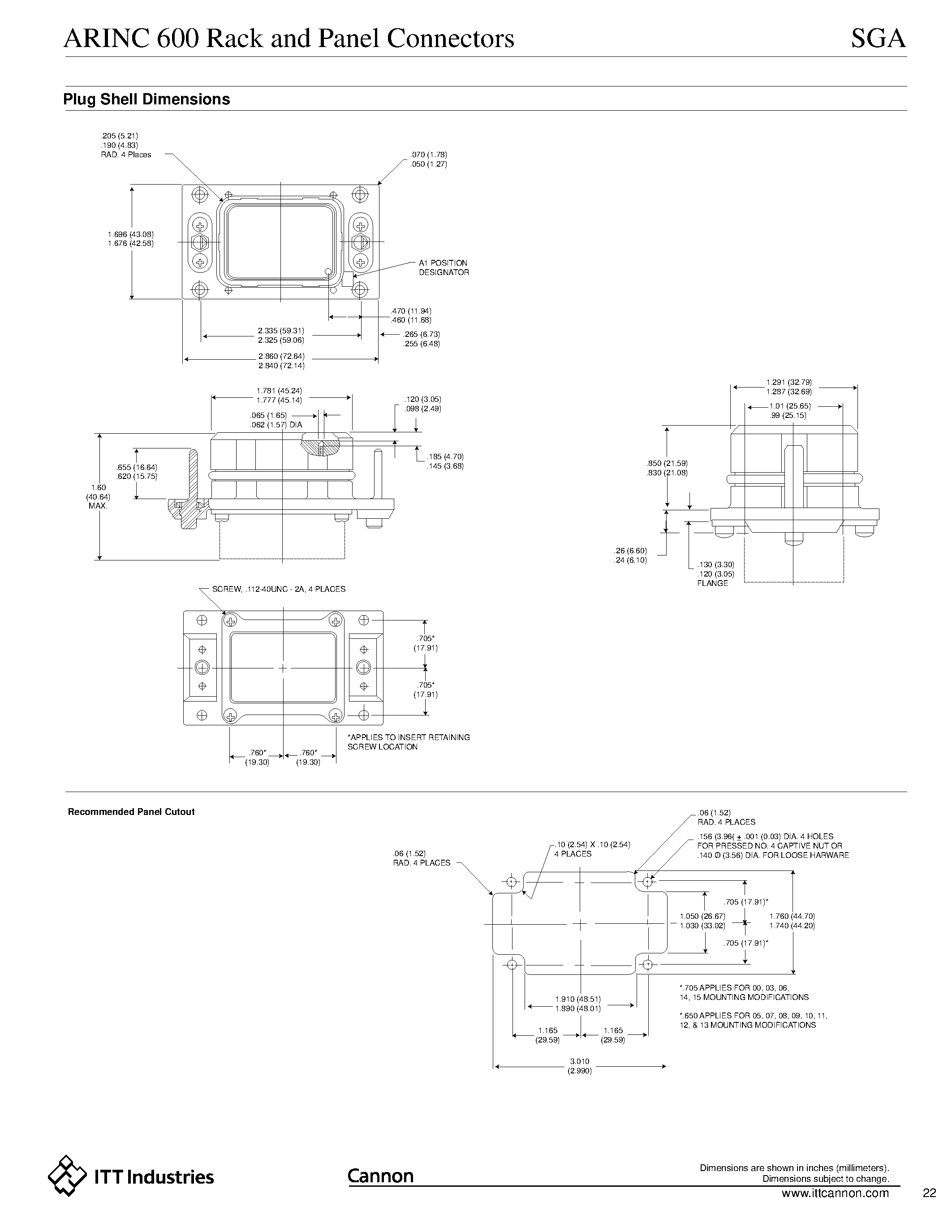 Datasheet SGA - ARINC 600 Rack and Panel Connectors page 2