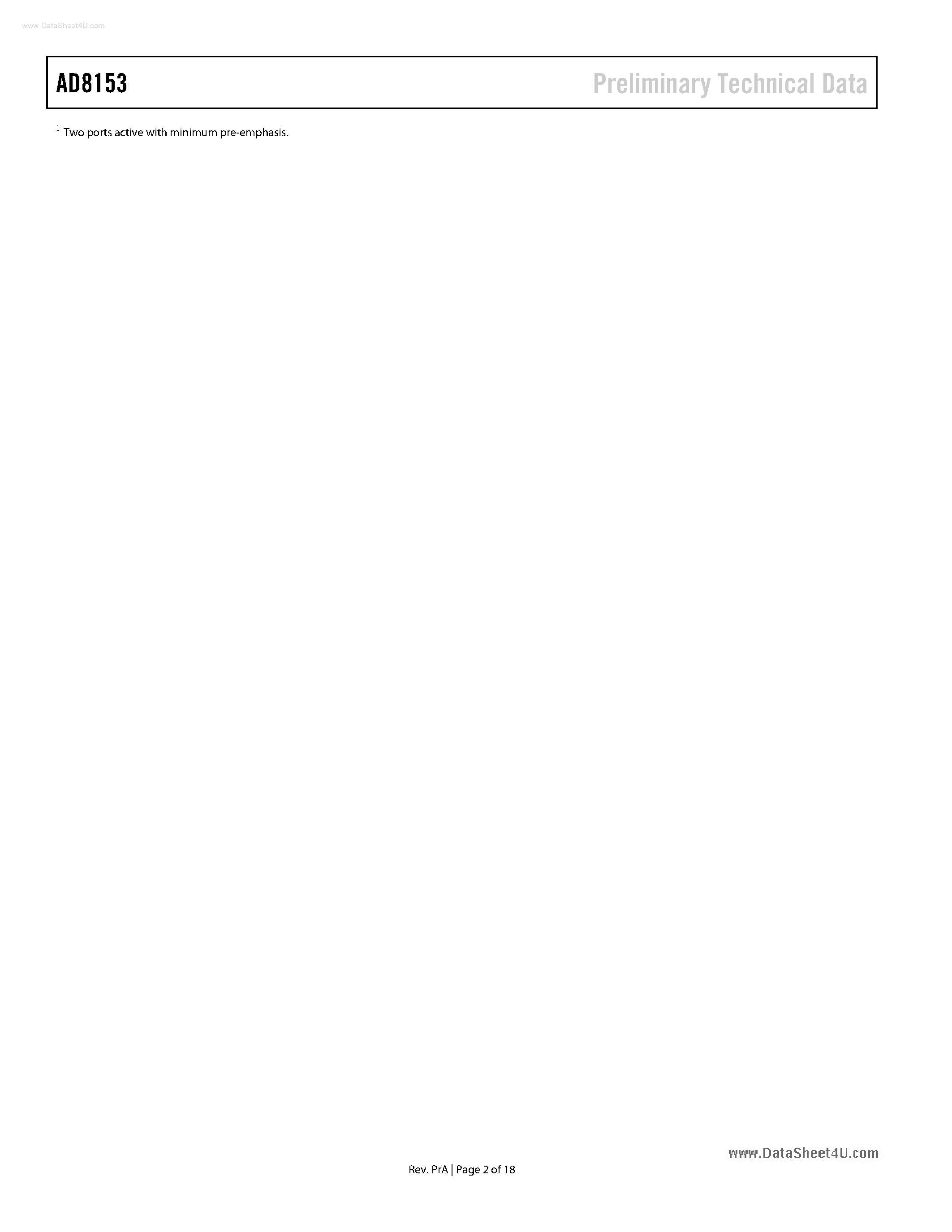 Datasheet AD8153 - Single Buffered Switch page 2