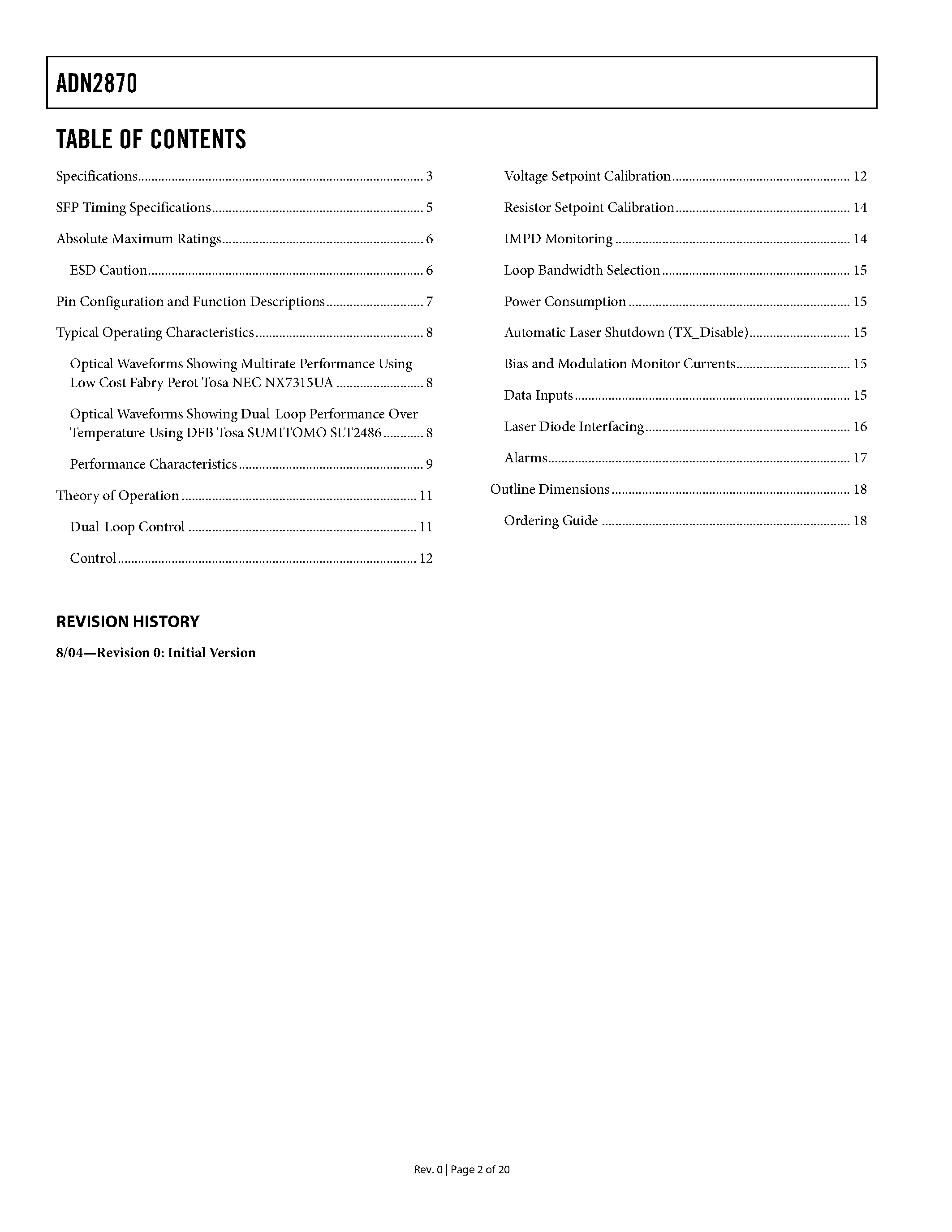 Datasheet ADN2870 - Laser Diode Driver page 2