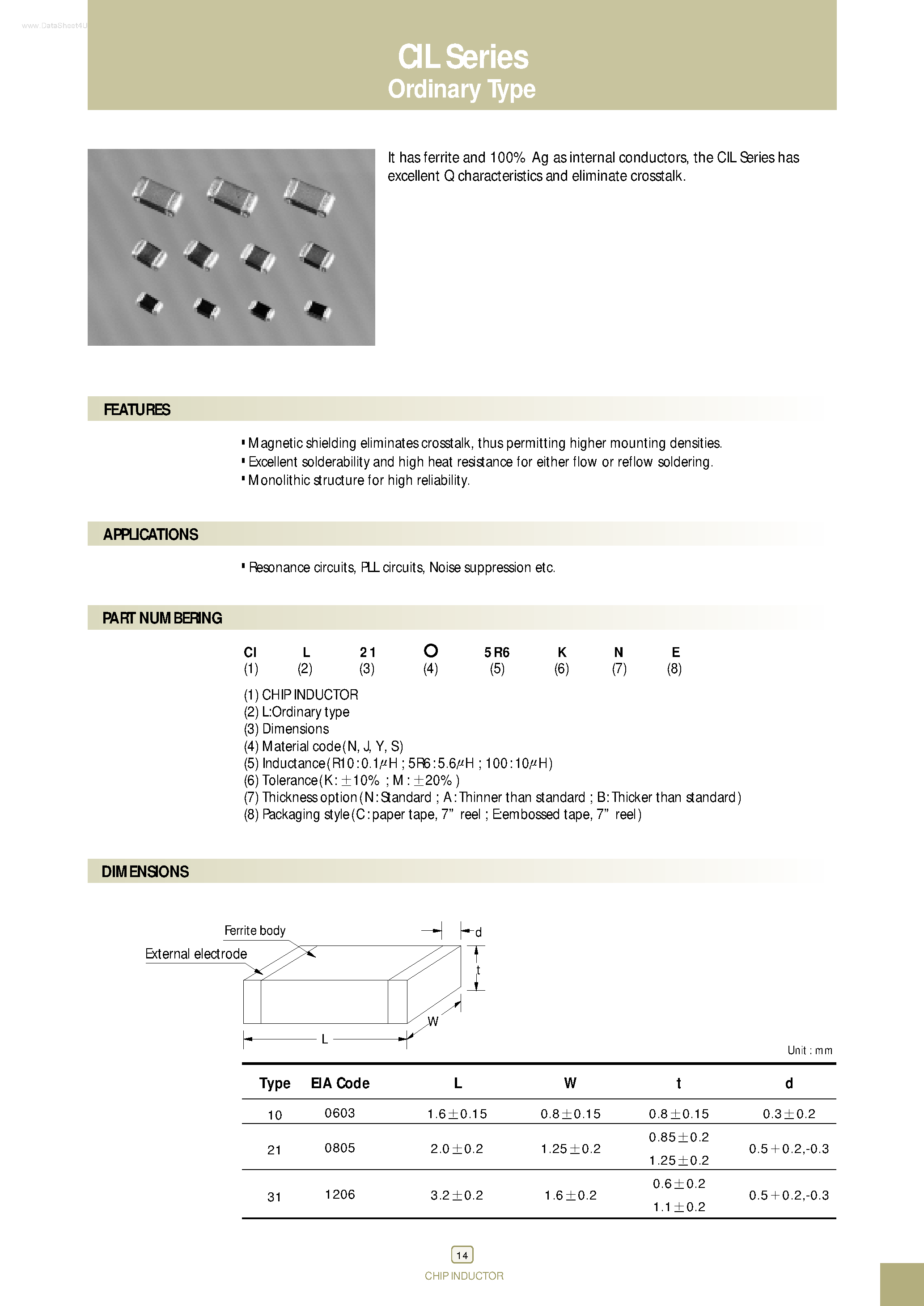 Даташит на микросхему CIL страница 1 Даташит CIL - the CIL Series has excellent Q characteristics and eliminate crosstalk страница 1