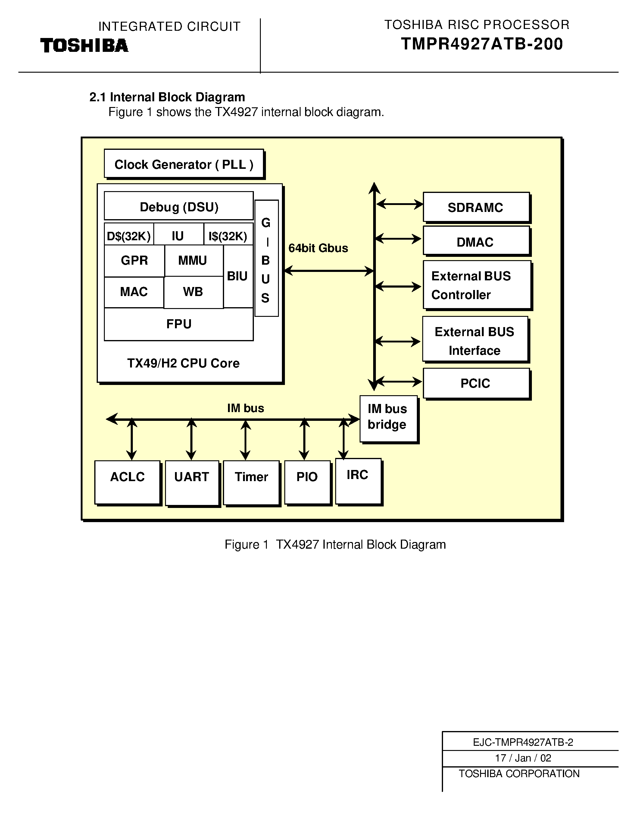Datasheet TMPR4927ATB-200 page 2 Datasheet TMPR4927ATB-200 - RISC PROCESSOR page 2