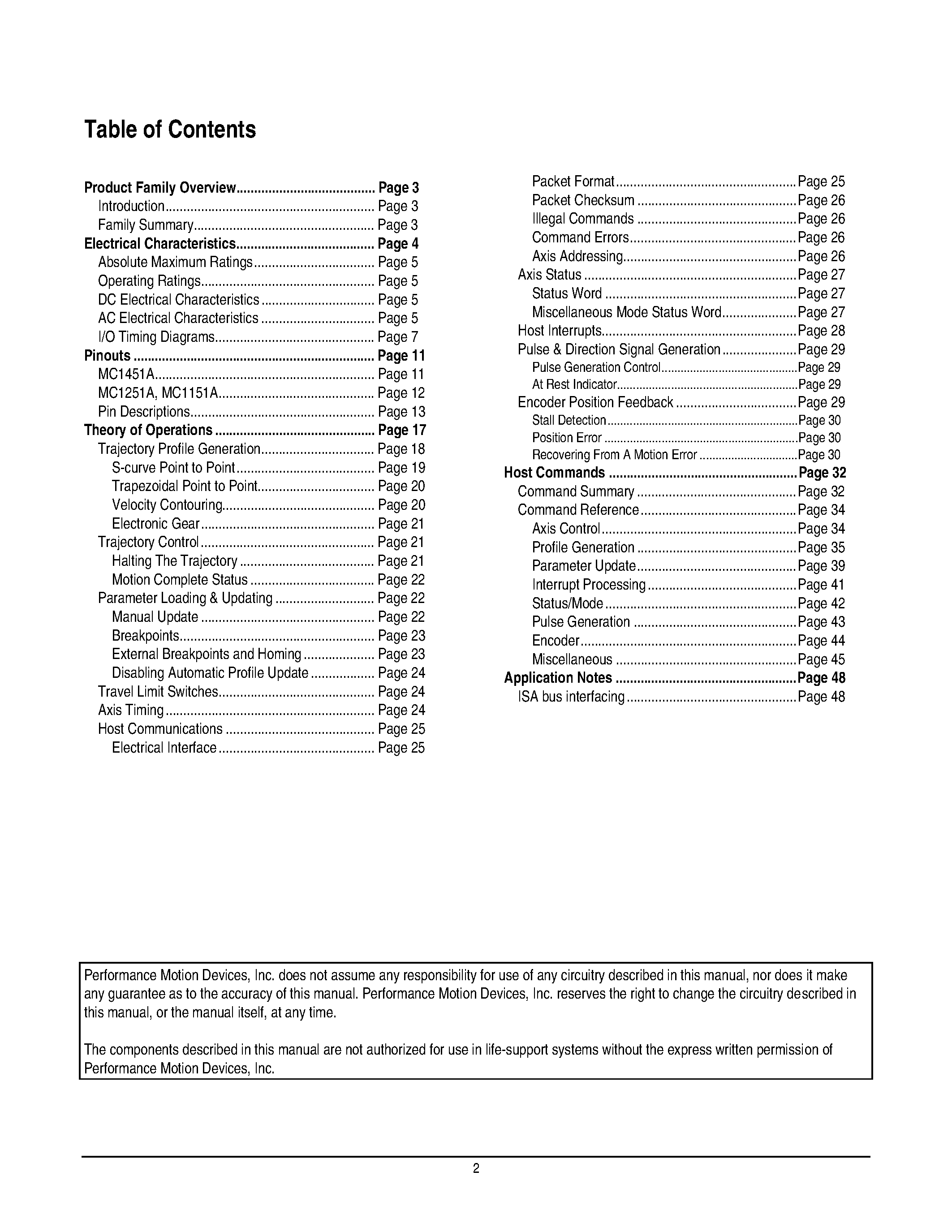 Datasheet MC1151A - (MC1x51A) Advanced Step Motor Control Chipset page 2