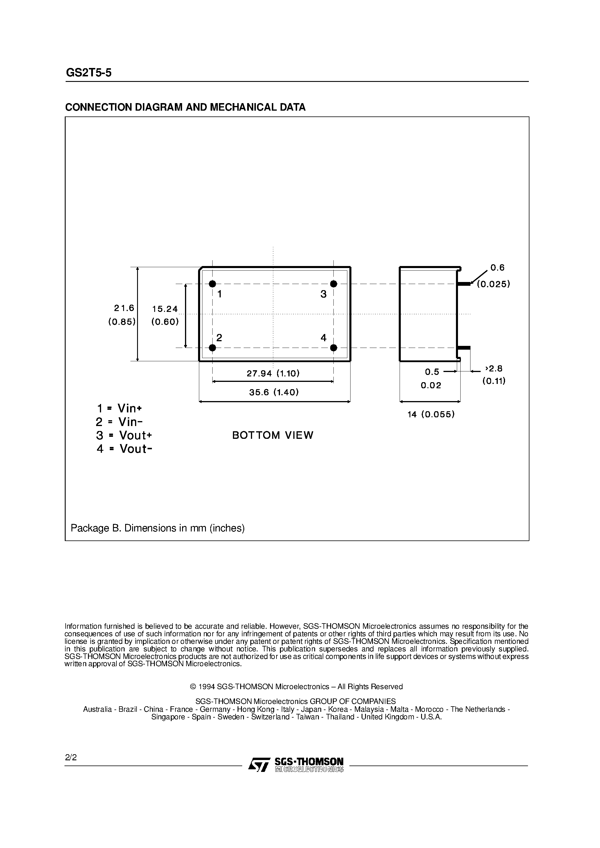 Datasheet GS2T5-5 - 2W DC-DC CONVERTER page 2