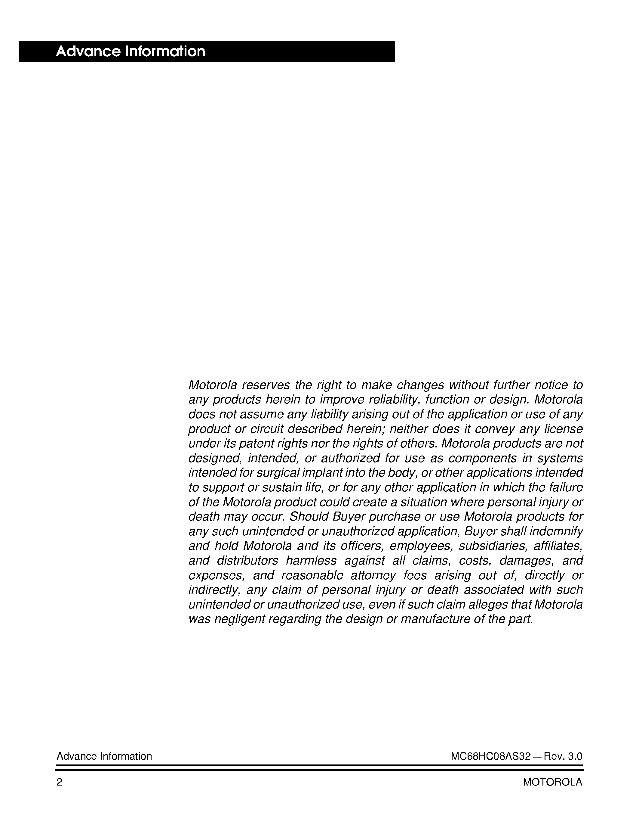 Datasheet MC68HC08AS32 - 8-bit microcontroller units page 2
