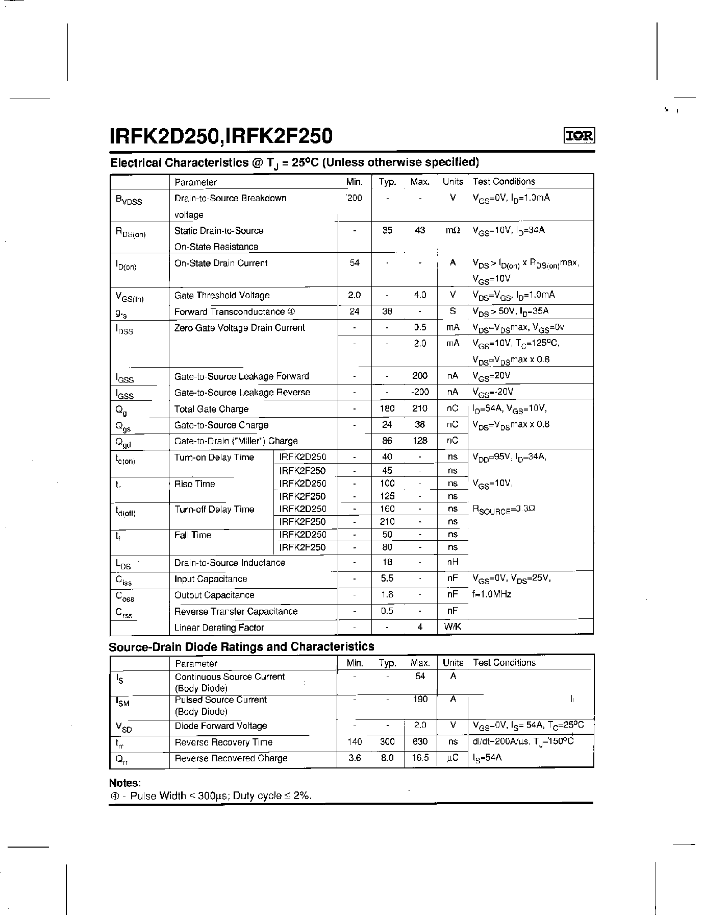 Datasheet IRFK2D250 - (IRFK2D250 / IRFK2F250) Isolated Base Power HEX-pak Assembly-Half Bridge Configuration page 2