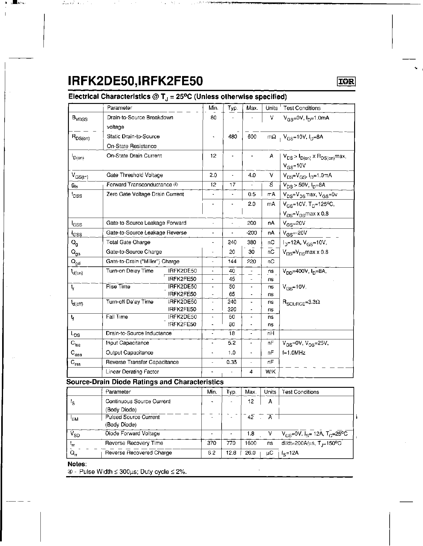 Datasheet IRFK2DE50 - (IRFK2DE50 / IRFK2FE50) ISOLATED BASE POWER HEX-PAK ASSEMBLY - HALF BRIDGE CONFIGURATION page 2