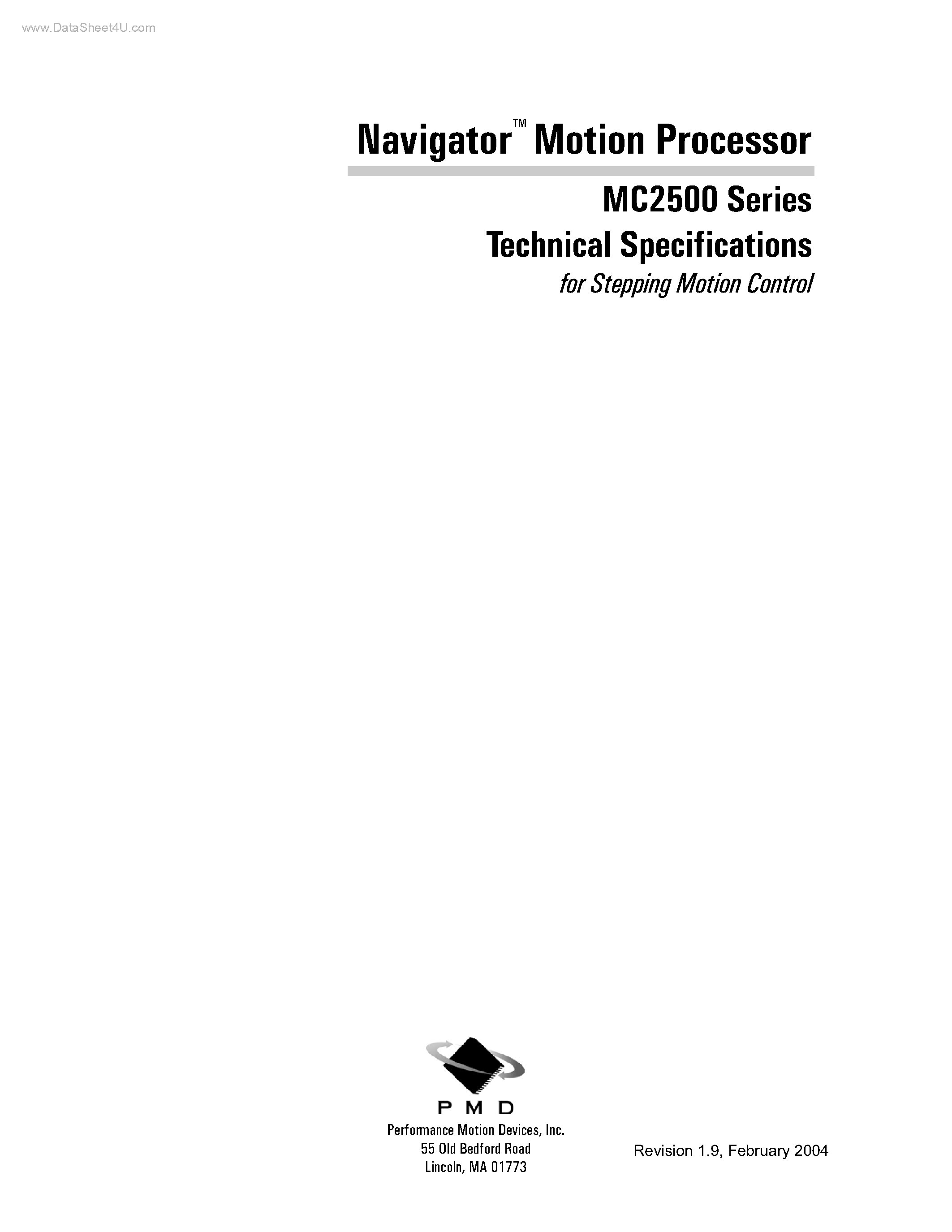 Datasheet MC2500 - Navigator Motion Processor page 1