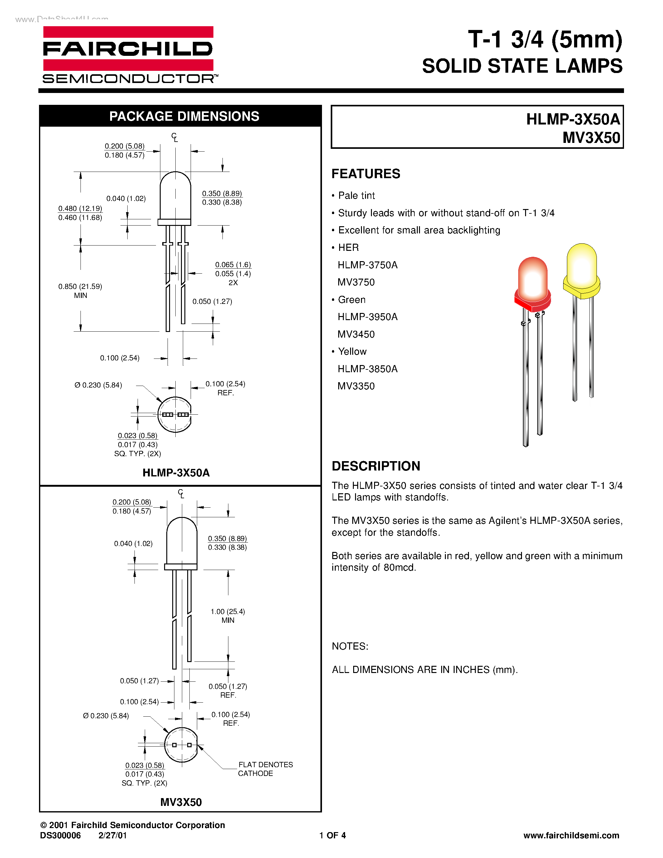 Datasheet MV3350 - SOLID STATE LAMPS page 1