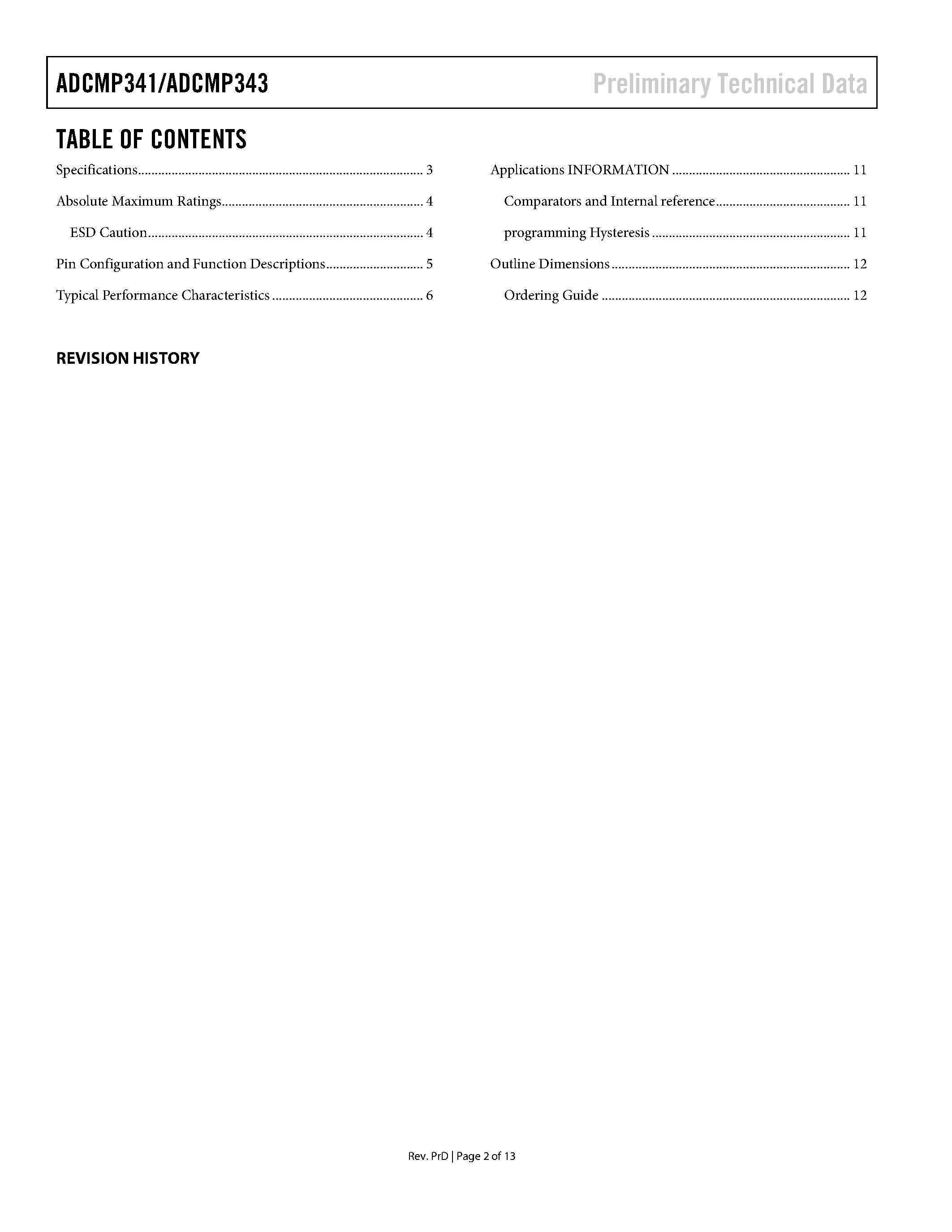 Datasheet ADCMP341 - (ADCMP341 / ADCMP343) Dual Comparators page 2