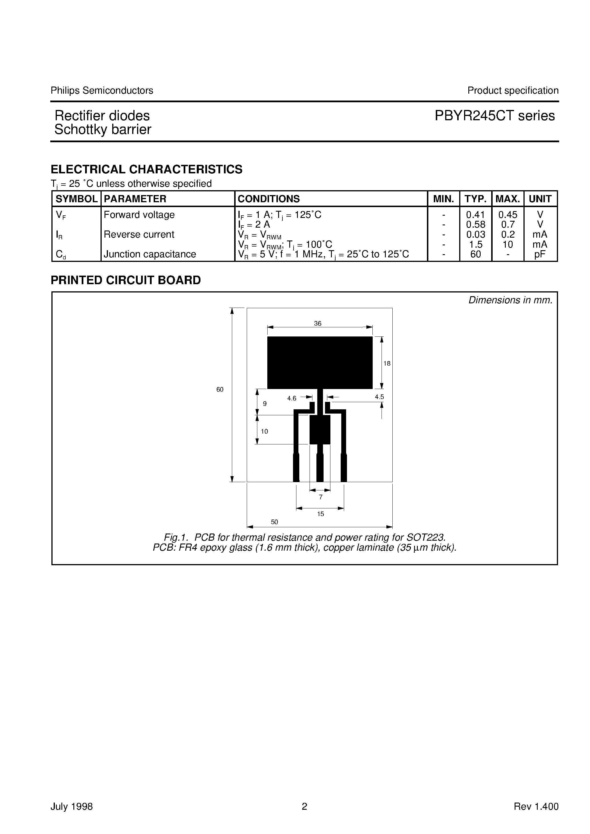 Даташит PBYR235CT - Rectifier diodes Schottky barrier страница 2