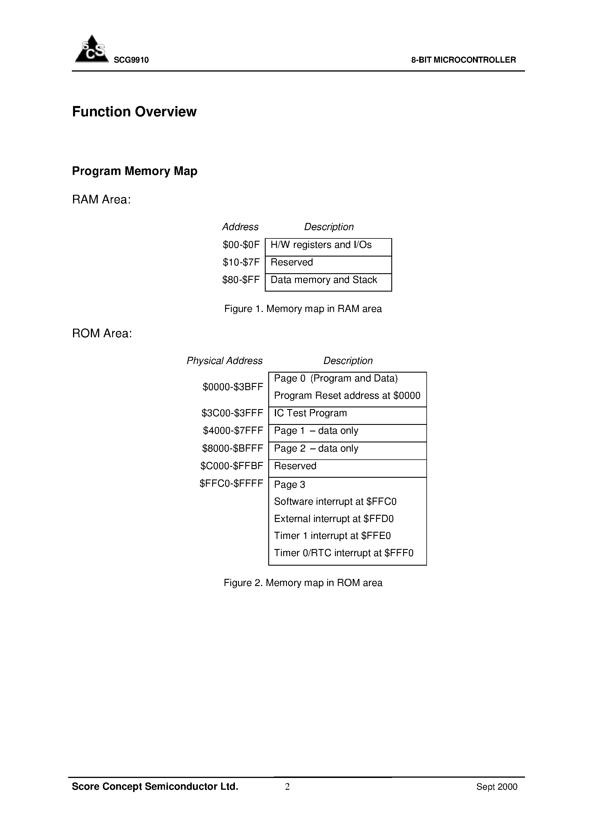 Даташит SCG9910 - 8-BIT MICROCONTROLLER страница 2