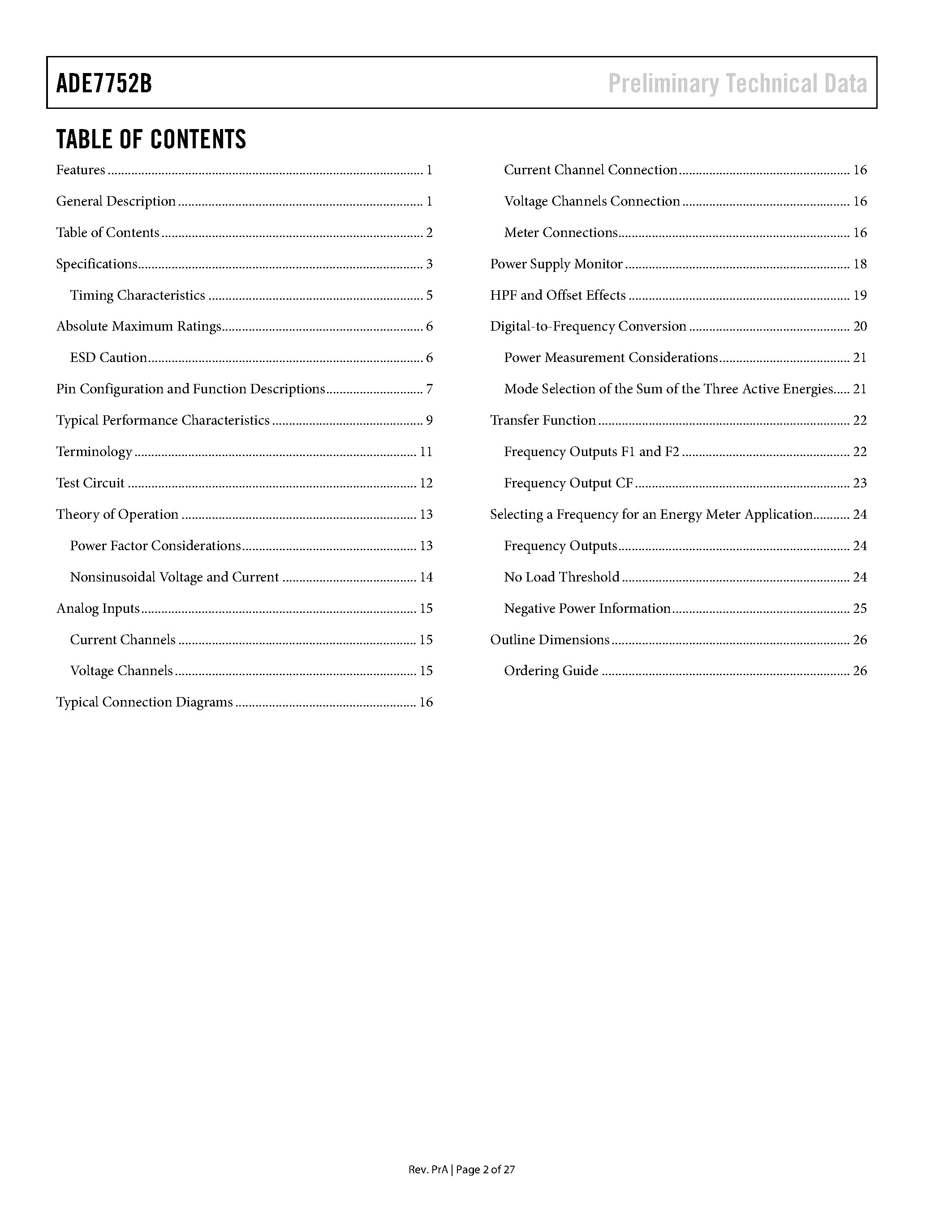Даташит на микросхему ADE7752B страница 2 Даташит ADE7752B - Polyphase Energy Metering IC страница 2
