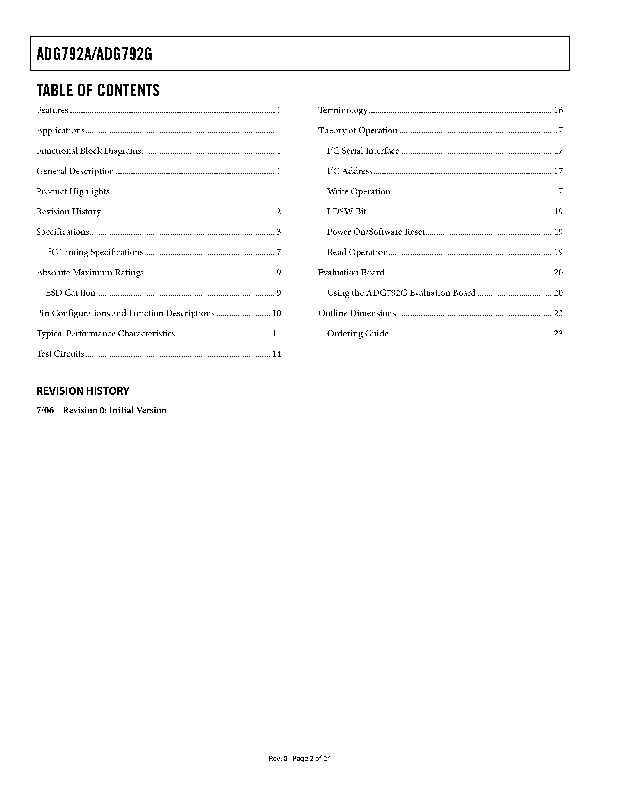 Datasheet ADG792A - (ADG792A / ADG792G) Triple 4:1 Multiplexer page 2