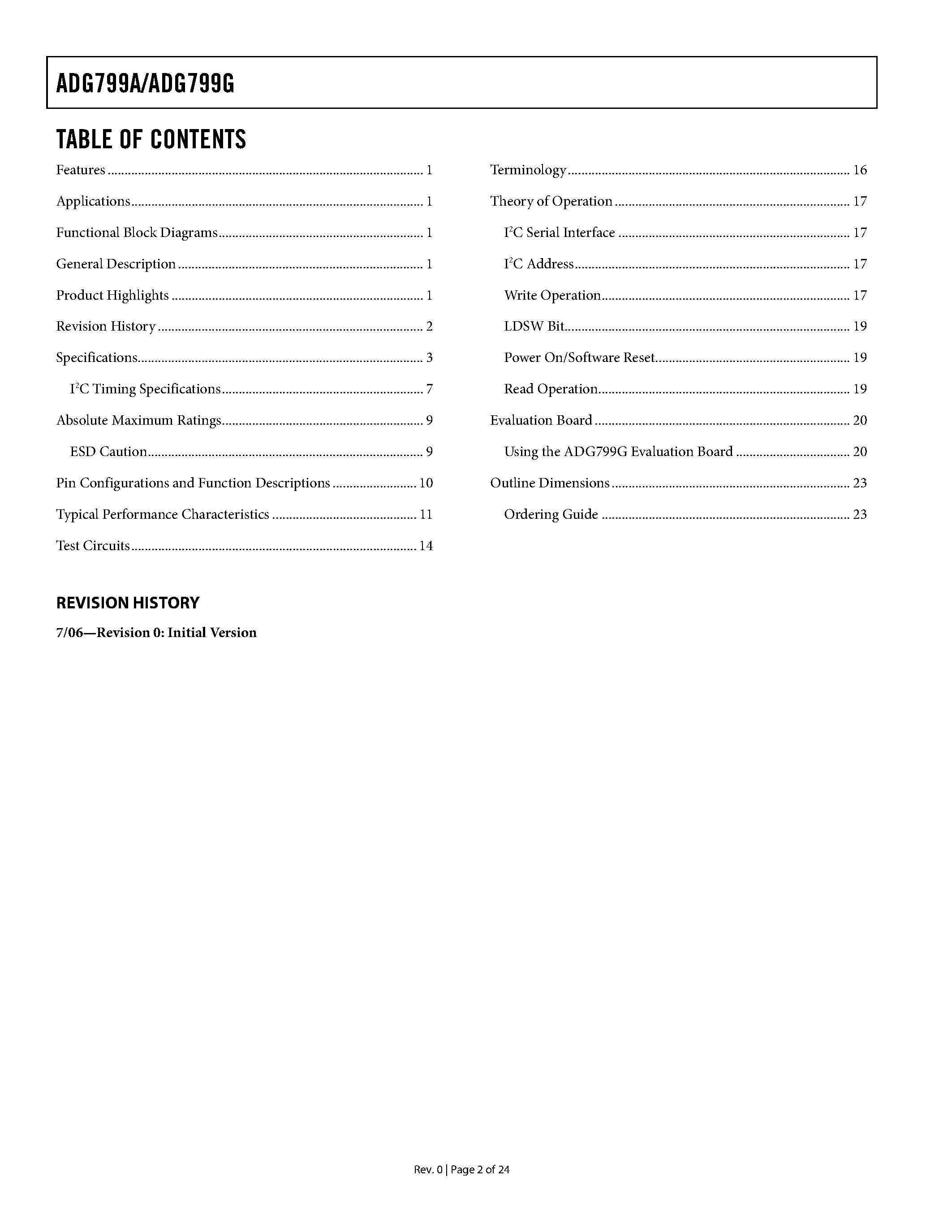 Datasheet ADG799A - (ADG799A / ADG799G) Triple 2 x 2 Crosspoint Switch page 2