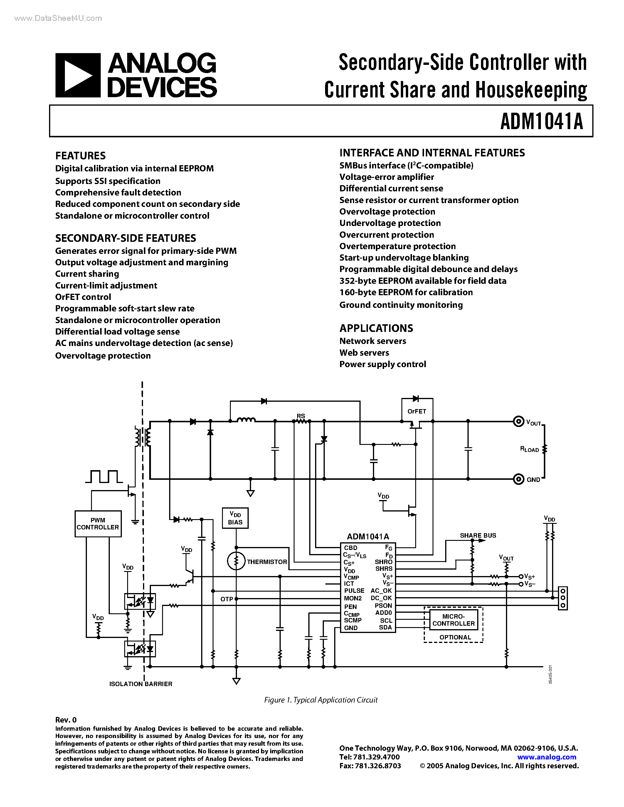 Datasheet ADM1041A - Secondary-Side Controller page 1